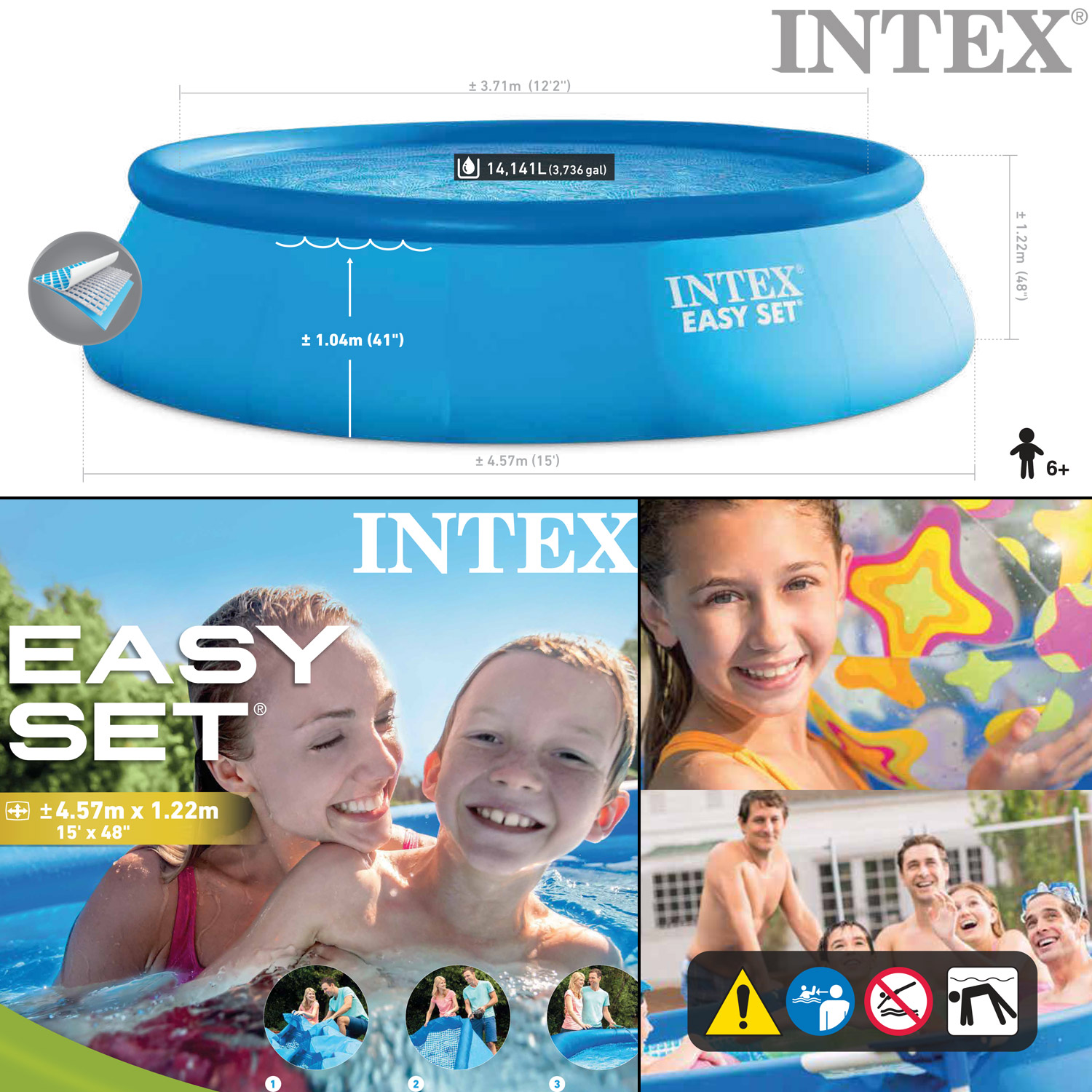Intex Easy Pool Komplettset 457 x 122 cm | Rundpool mit Zubehör
