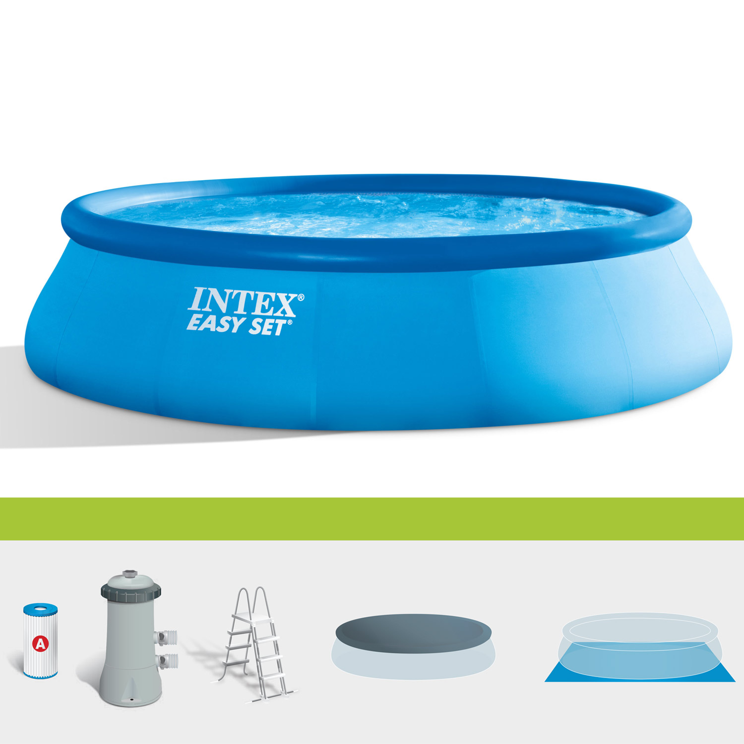 Intex Easy Pool Komplettset 457 x 122 cm | Rundpool mit Zubehör
