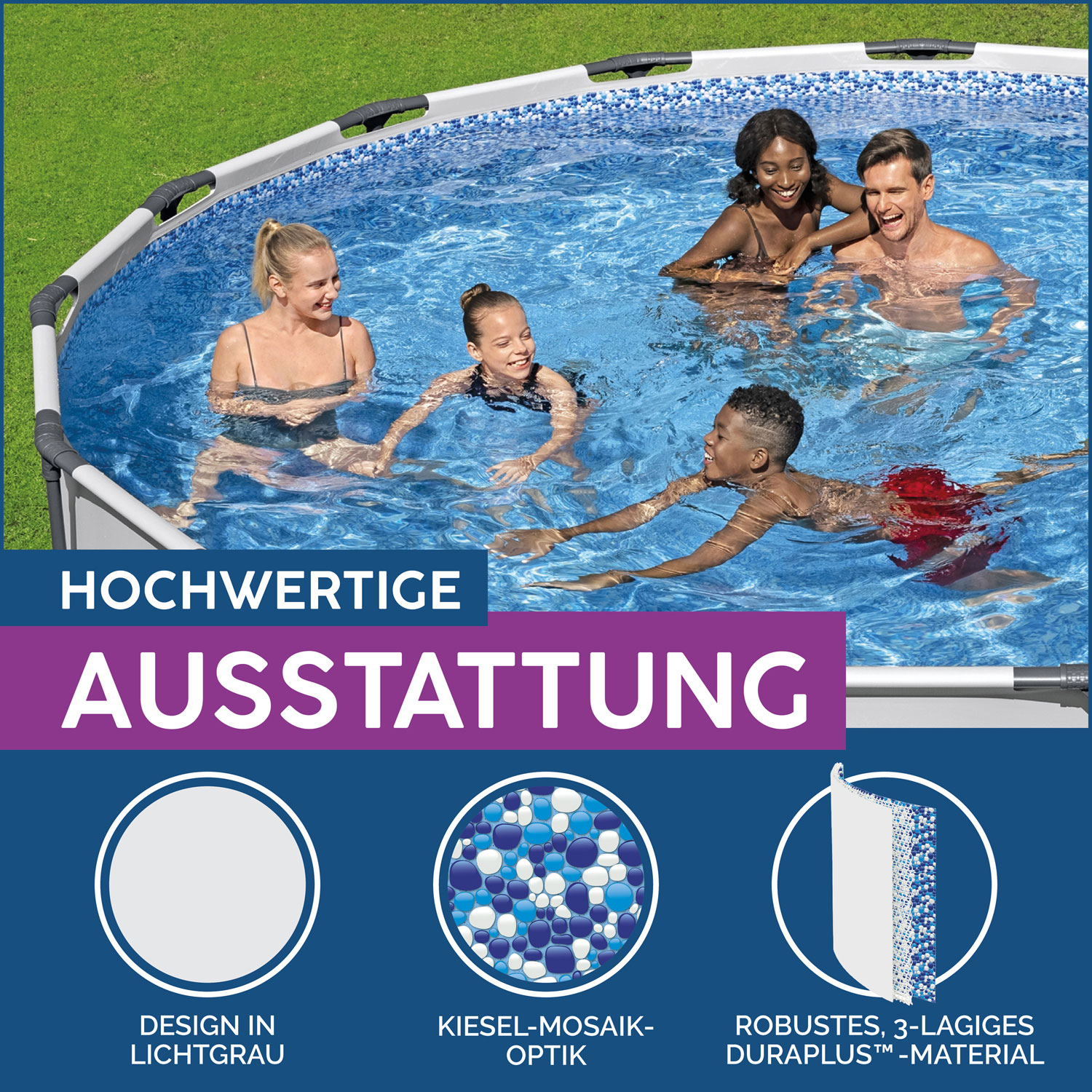 Bestway Frame Pool 396x122 cm Max Pro Komplettset | Rundpool mit Zubehör