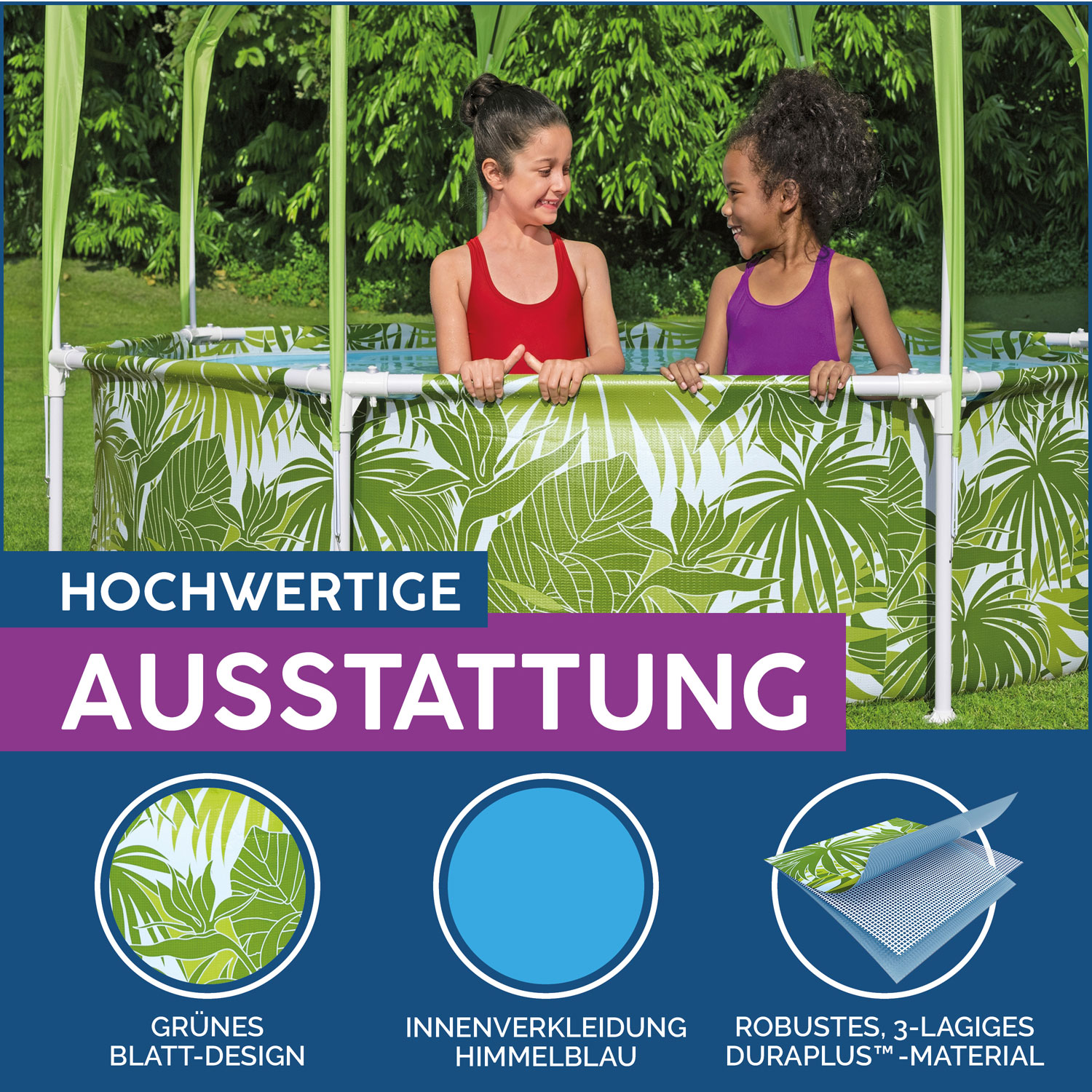 Bestway Splash-in-Shade Pool 244 x 51 cm | Kinderpool mit Sonnendach 