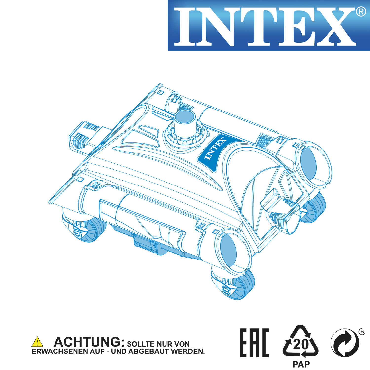 Intex Bodensauger Auto Pool Cleaner | Venturi-Prinzip | inkl. 650 cm Poolschlauch