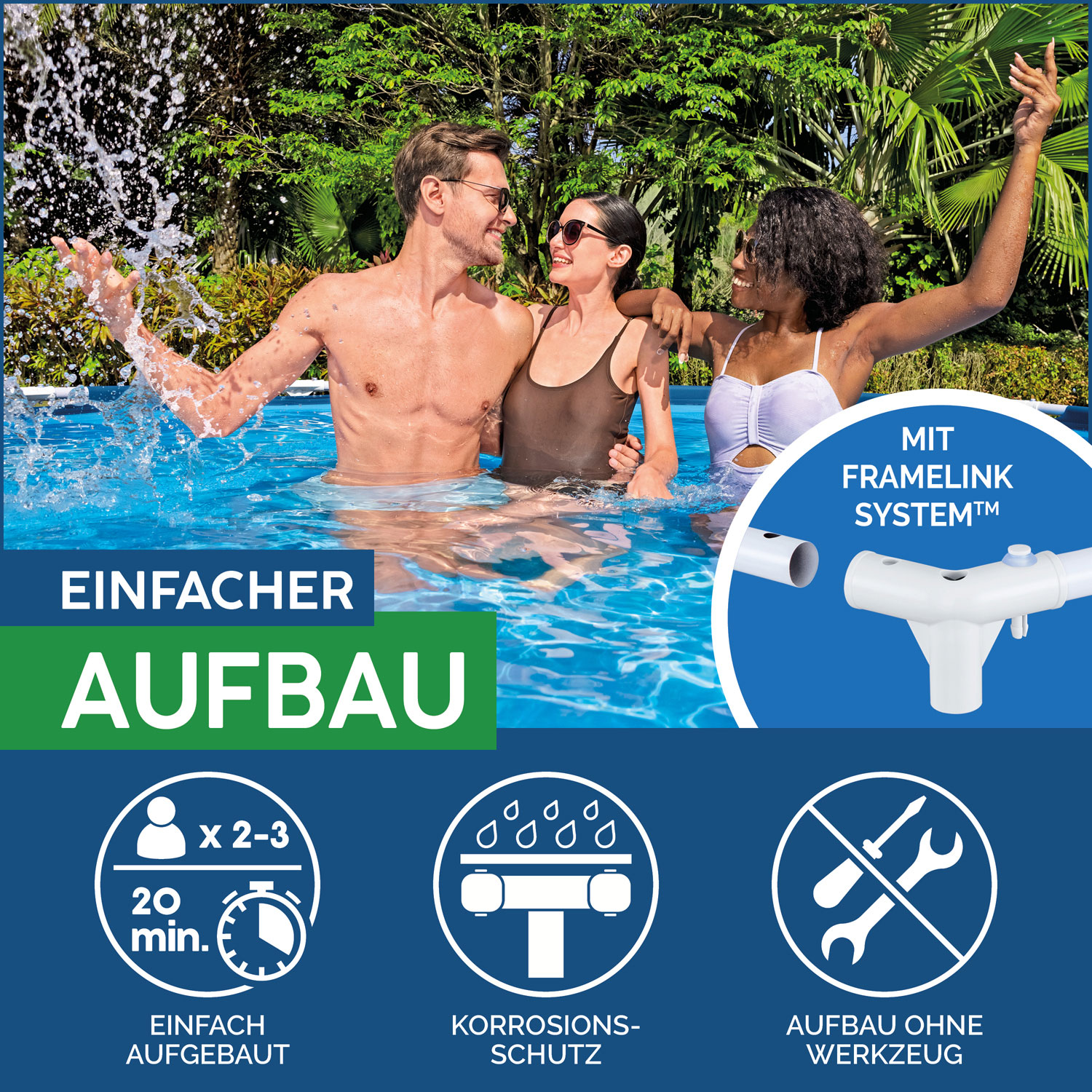 Bestway Frame Pool 305 x 76 cm Steel Pro | Rundpool ohne Zubehör