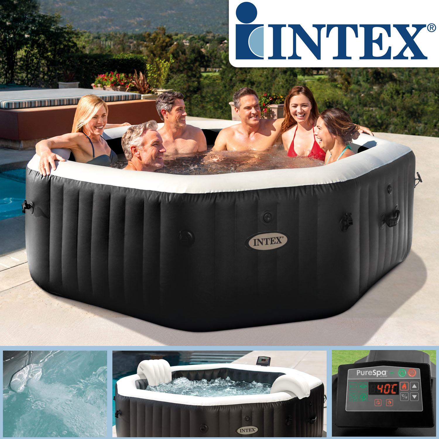 Intex Whirlpool 218 x 71 cm PureSpa mit Salzwassersystem | max. 6 Personen