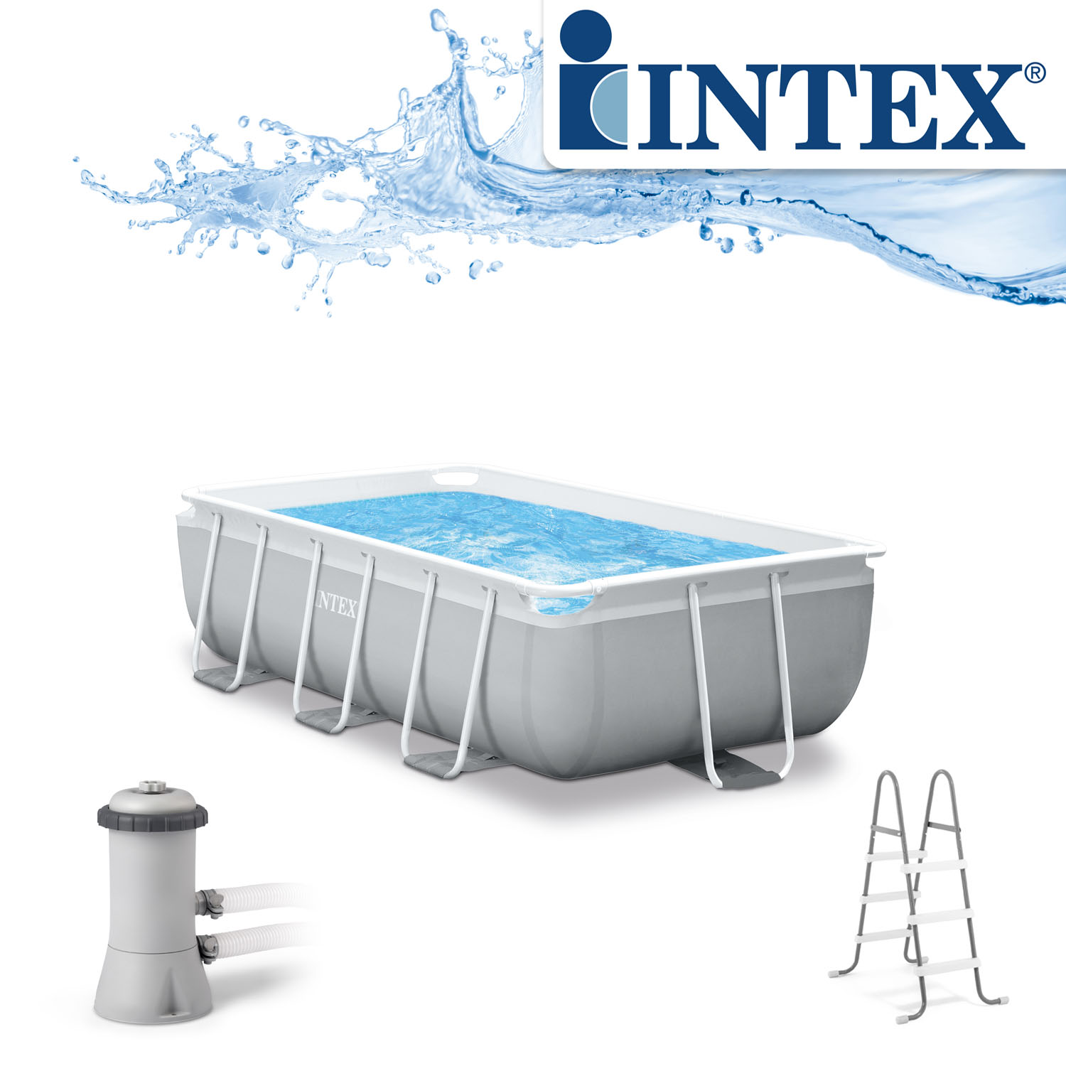 Intex Frame Pool Set Prism Quadra 400 x 200 x 100 cm | Rechteckpool Set