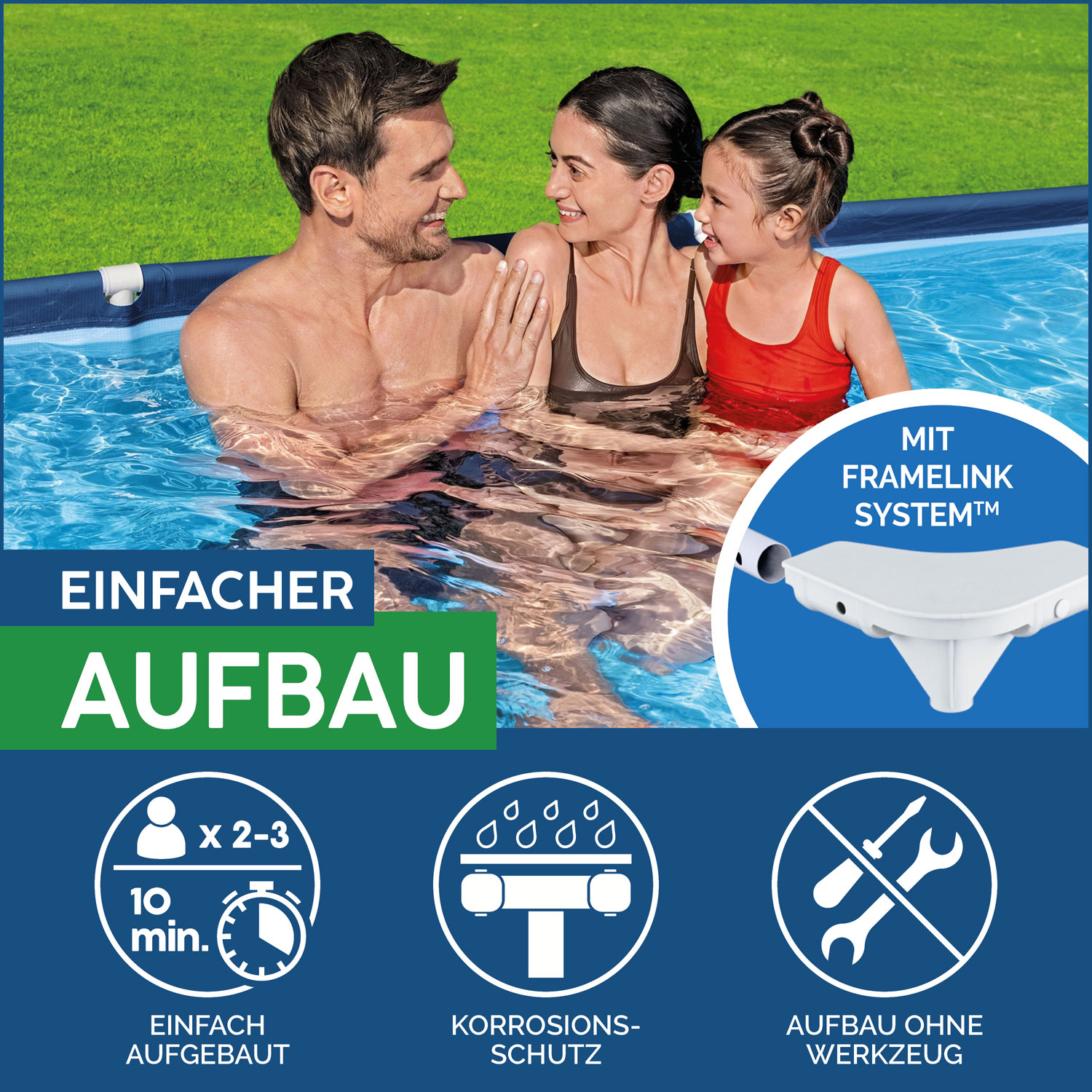 Bestway Frame Pool 221 x 150 x 43 cm Steel Pro | Kinderpool ohne Zubehör
