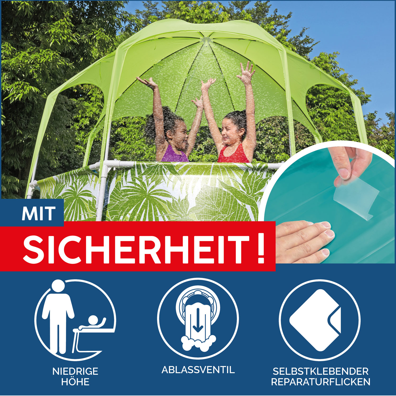 Bestway Splash-in-Shade Pool 244 x 51 cm | Kinderpool mit Sonnendach 