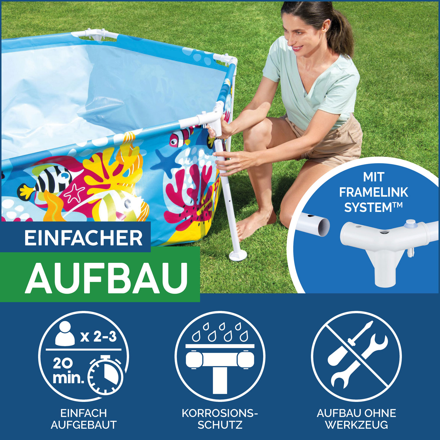 Bestway Frame Pool 183 x 51 cm Splash-in-Shade | Kinderpool mit Dach