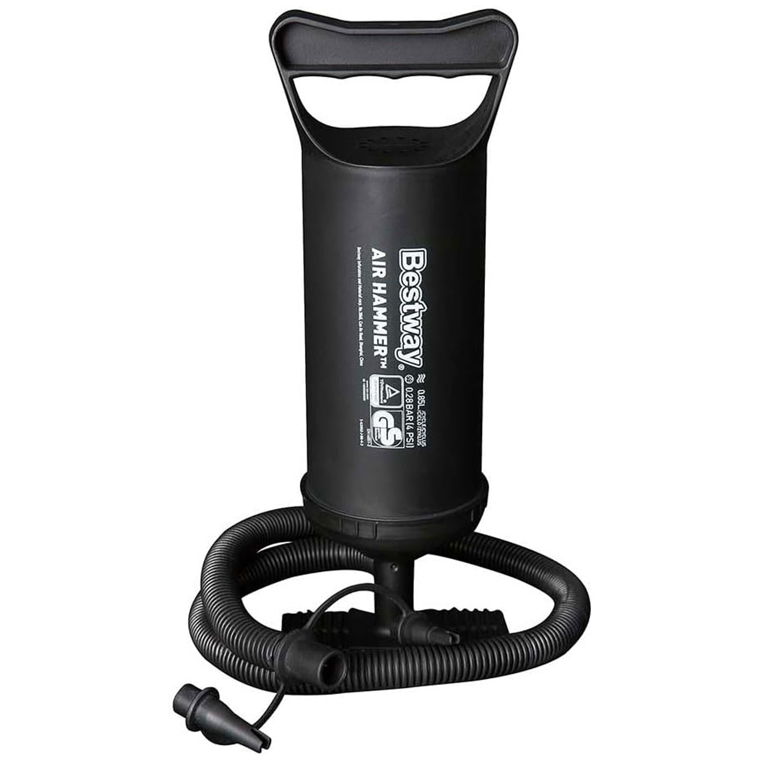 Bestway Handluftpumpe Air Hammer | 10,8 x 8,8 x 30 cm | 3 Adapterstücke