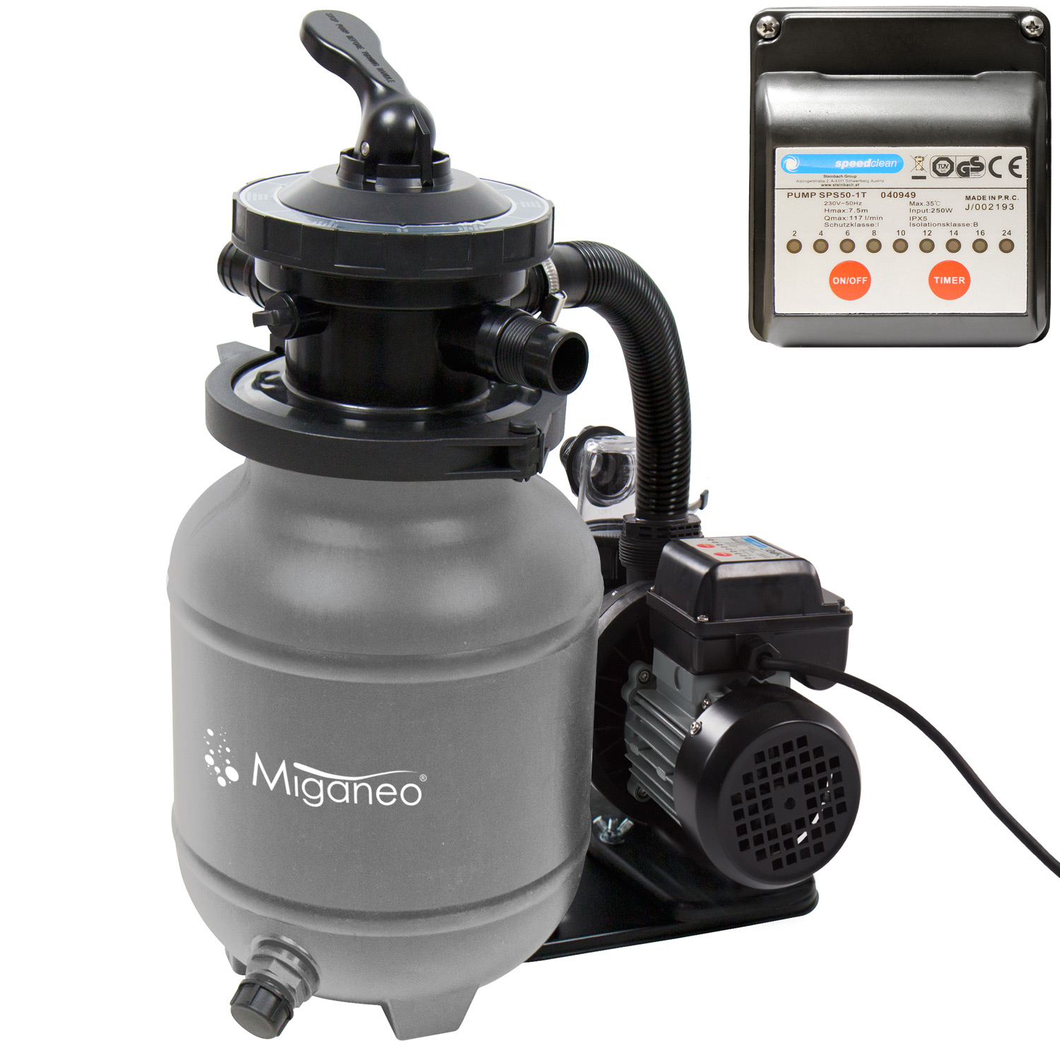 Miganeo Sandfilteranlage Dynamic 7000 Speed Clean | grau | 6,3 m³/h Leistung