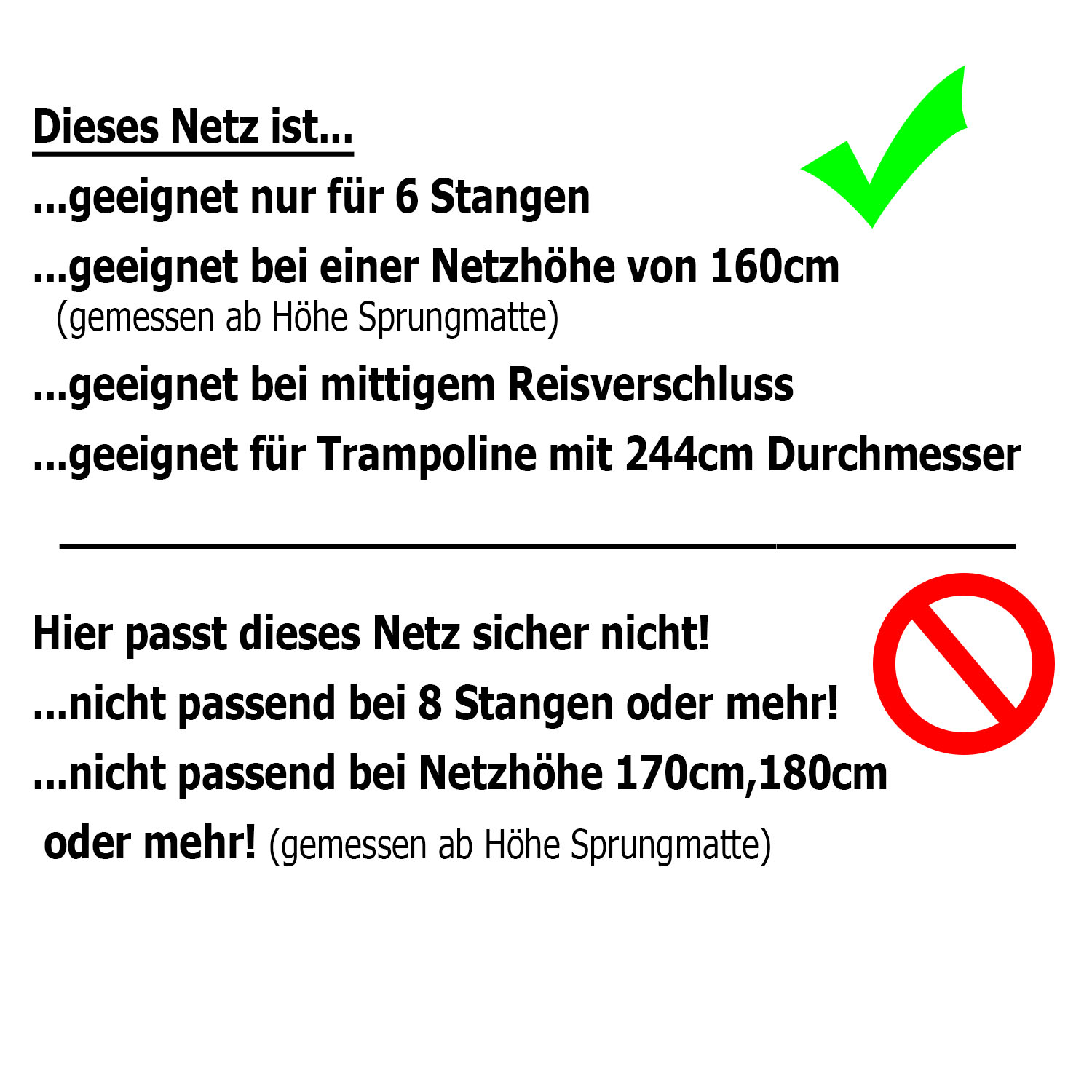 Terena Sicherheitsnetz Premium Ersatznetz für Trampolin 244 cm