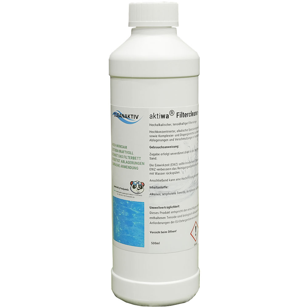 Poolpanda Aktiwa Filterreiniger alkalisch | 0,5 Liter | gegen Biofilme in Sandfilteranlagen