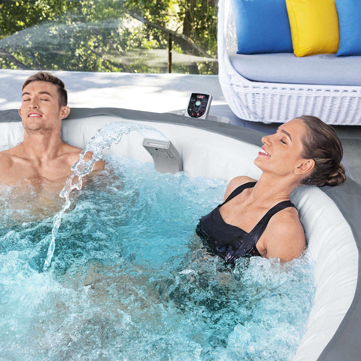 Bestway Wasserfall LAY-Z-SPA Xtras | 7-farbiges LED-Licht | Betrieb per Filtersystem