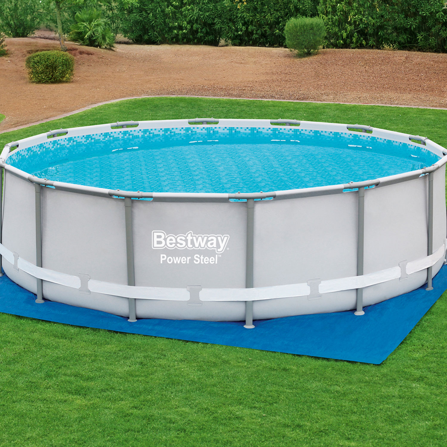 Bestway Pool Bodenplane 488 x 488 cm | blau | Polyethylen | für Pools bis Ø 457 cm