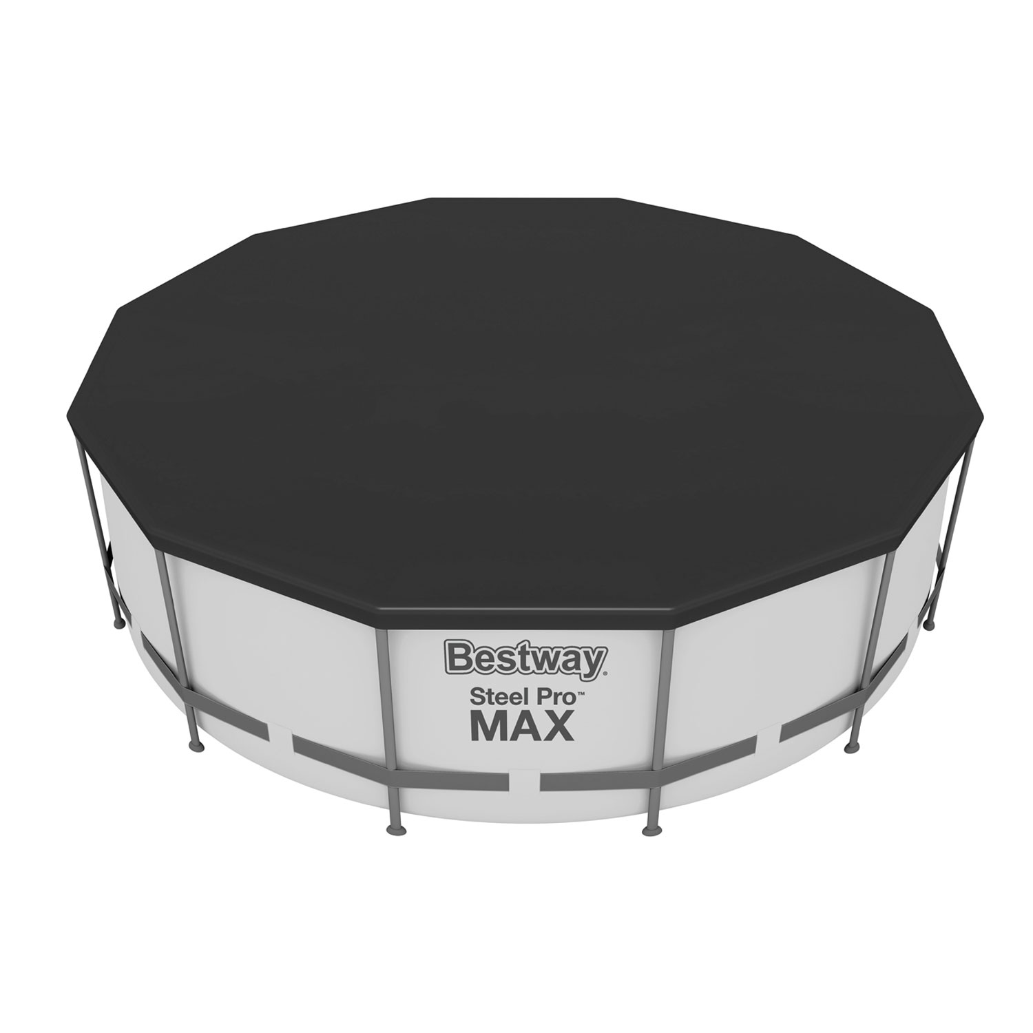 Bestway Abdeckplane Ø 366 cm rund | schwarz | PVC Frame Pool Abdeckung