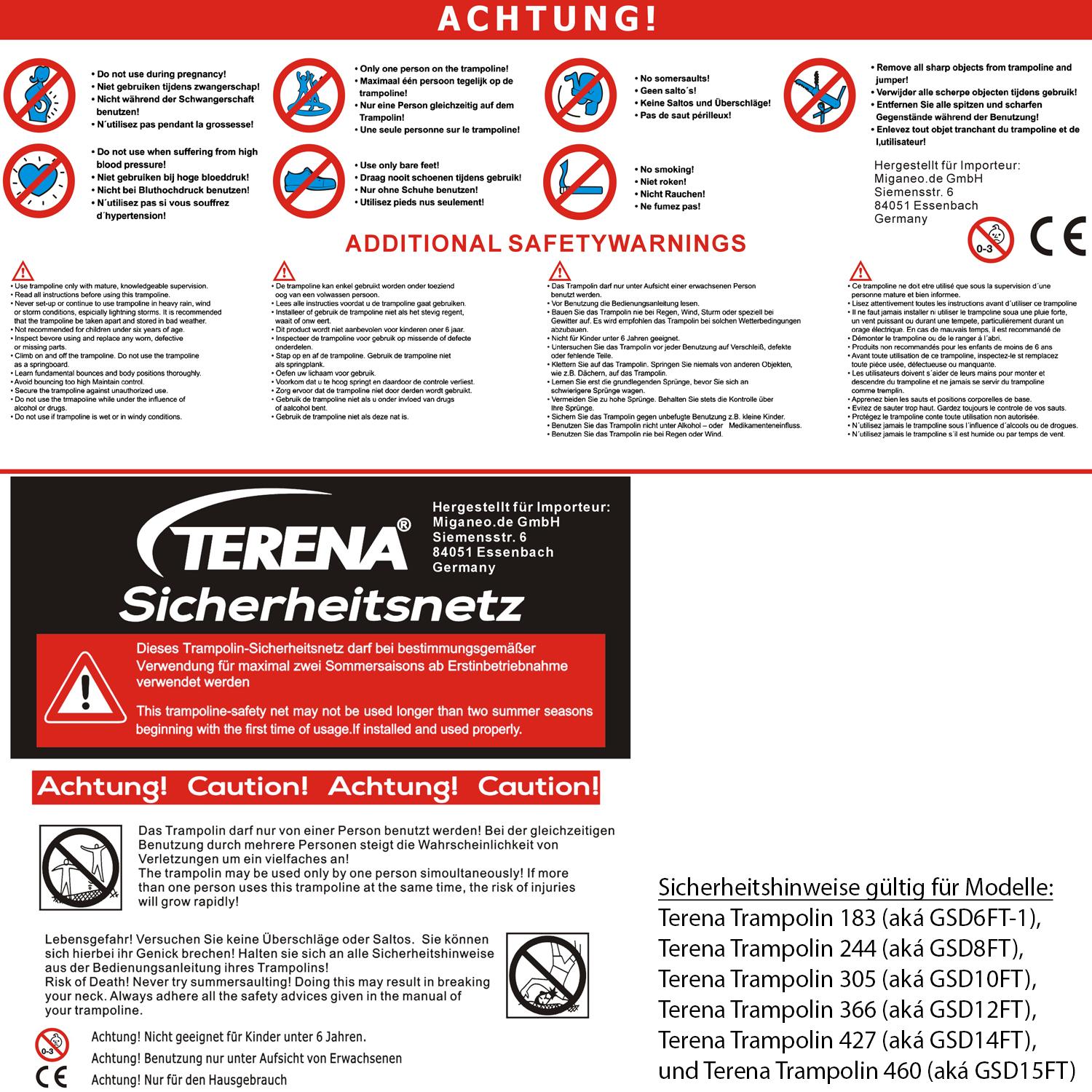 Terena Trampolin ø 430 cm mit Sicherheitsnetz | bis 150kg