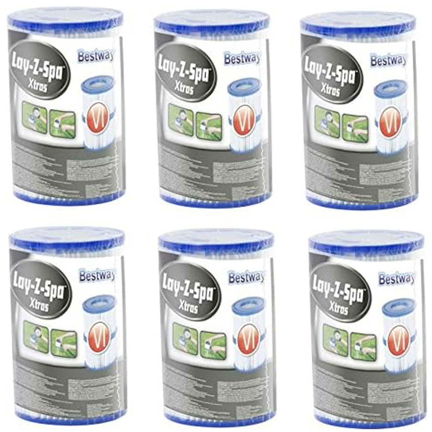 Bestway Filterkartusche LAY-Z-SPA Xtras Gr. VI 10,6 x 8,0 cm 6 x 2 Stück