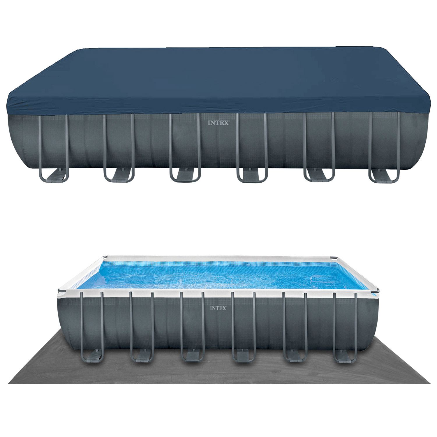 Intex Frame Pool 732 x 366 x 132 cm Komplettset | Rechteckpool mit Zubehör