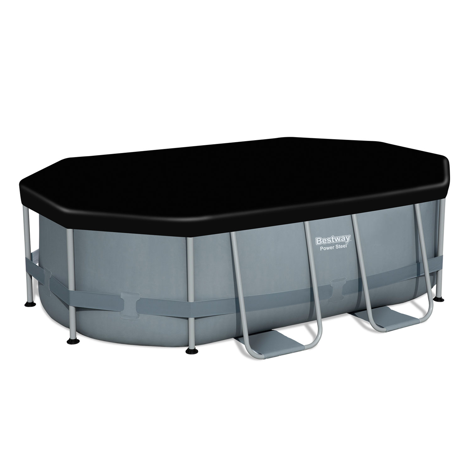 Bestway Abdeckplane 305 x 200 cm oval | schwarz | PVC Frame Pool Abdeckung