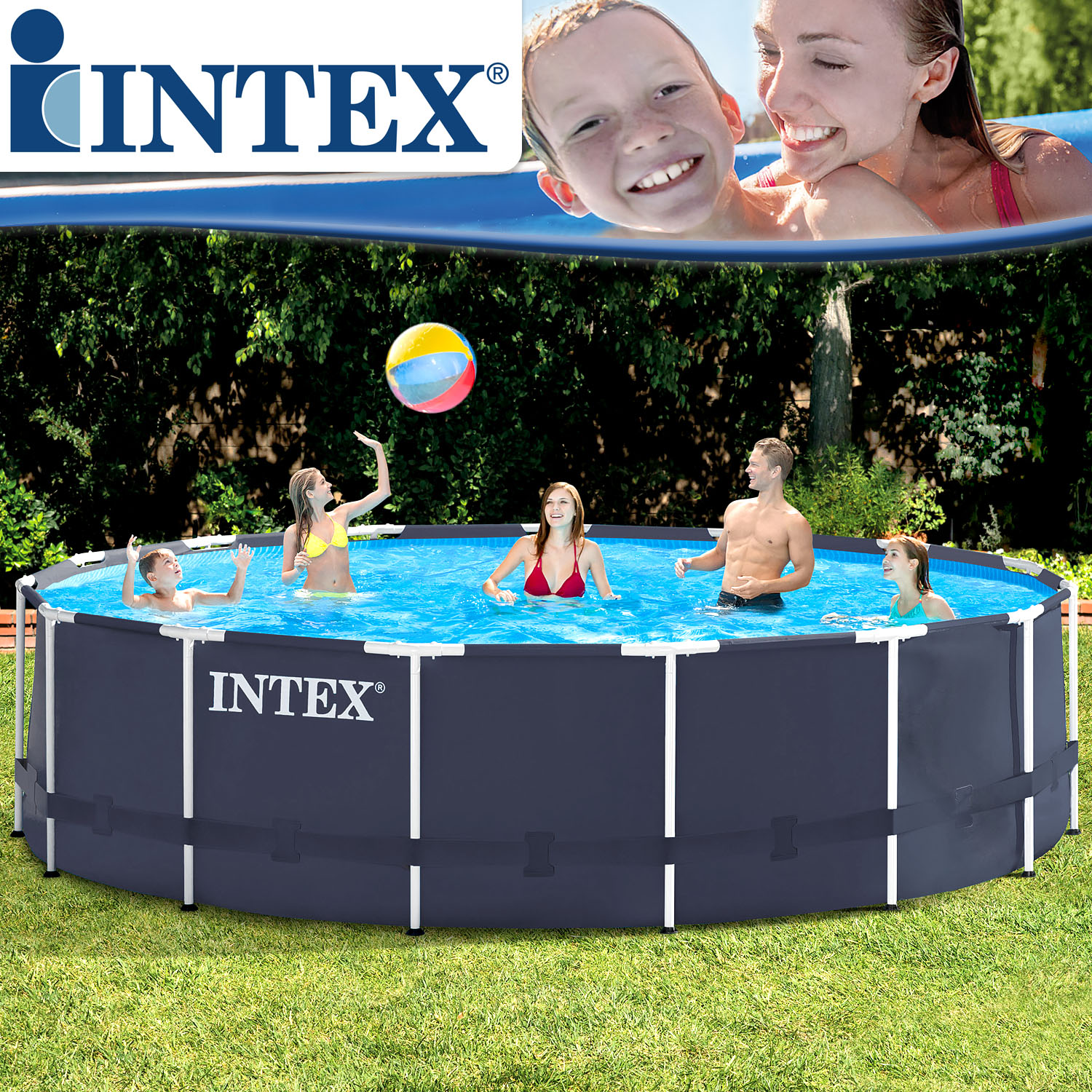 Intex Frame Pool 457 x 122 cm mit Gestänge - Swimming Pool ohne Zubehör