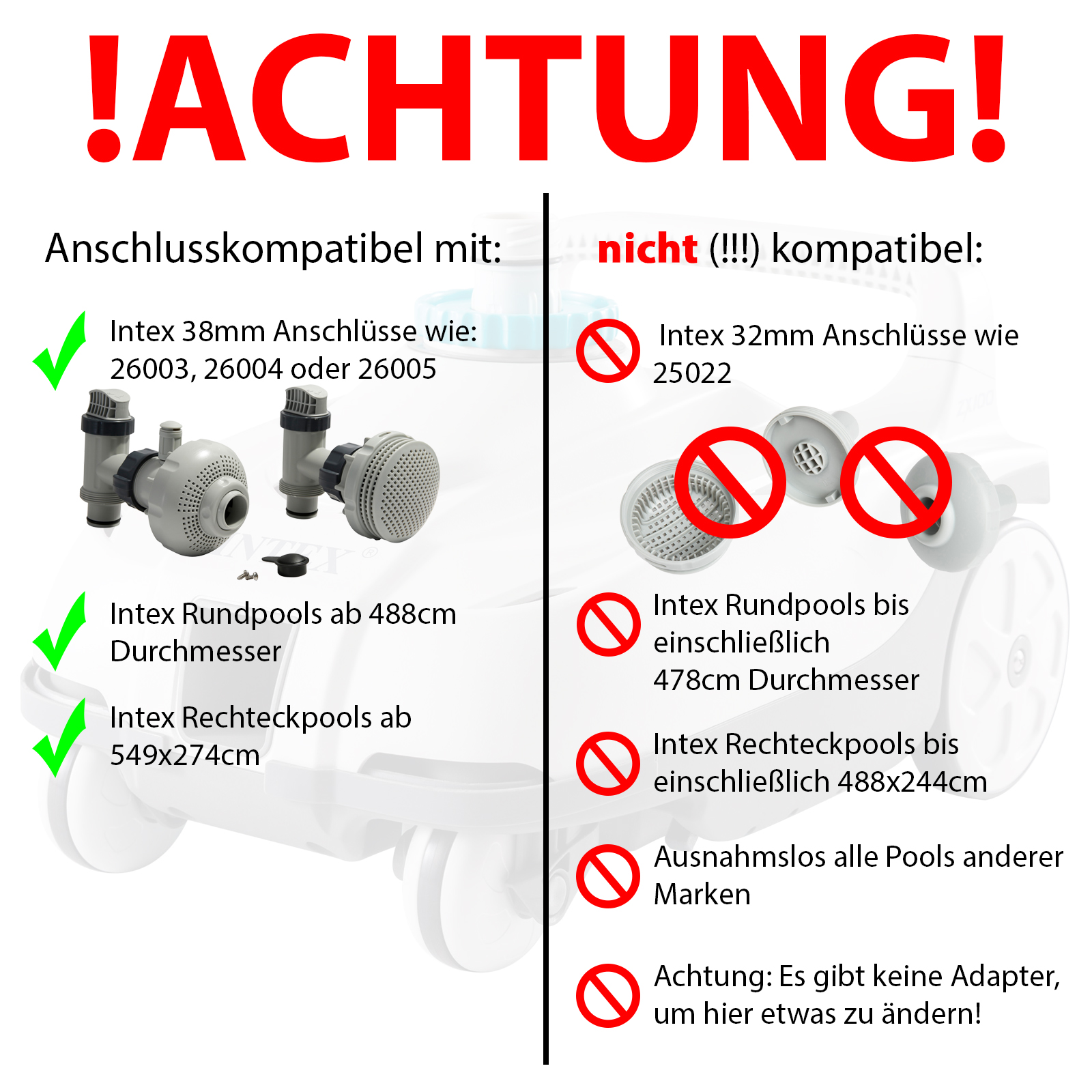 Intex Auto Pool Cleaner ZX100 | Bodensauger | Venturi-Prinzip | inkl. 650 cm Poolschlauch