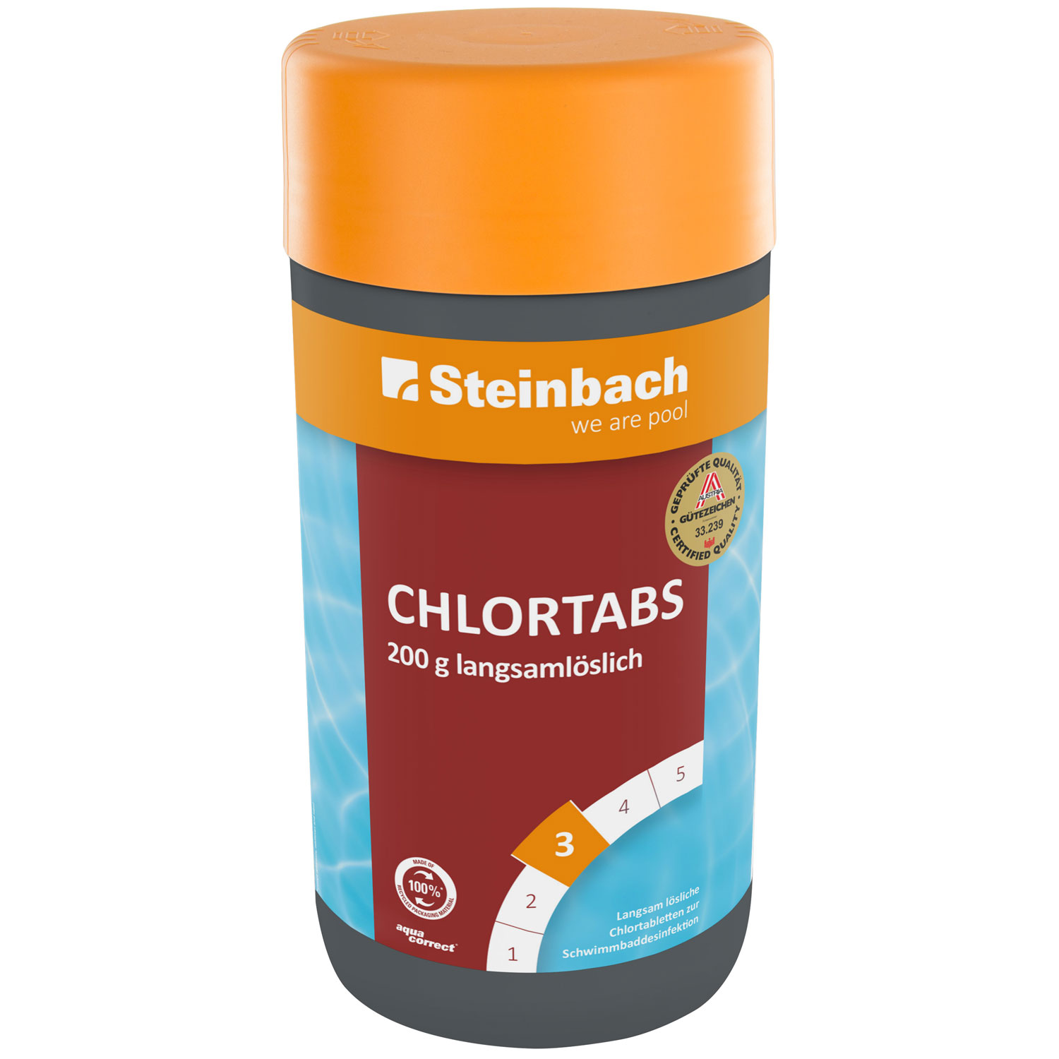 Steinbach Pool Chlortabs | langsamlösliche 200 g Tabletten | 1 kg
