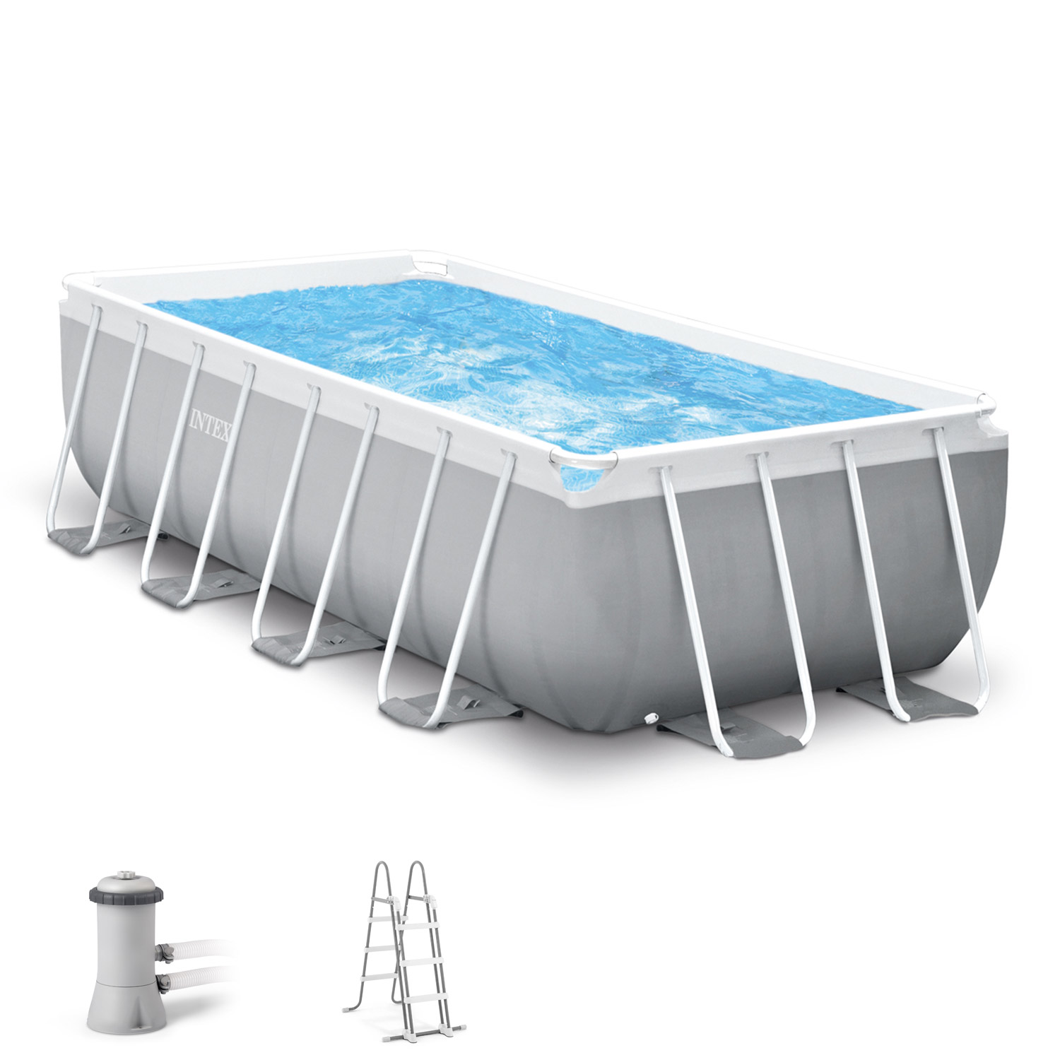 Intex Frame Pool 400 x 200 x 122 cm Komplettset | Rechteckpool mit Zubehör