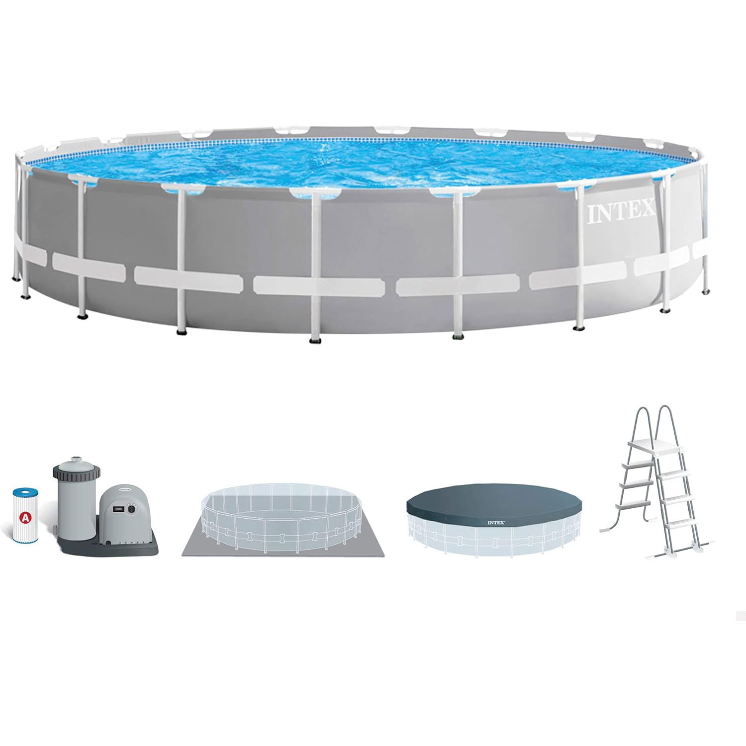 Intex Frame Pool Ø 610 x 132 cm Komplettset | Rundpool mit Zubehör