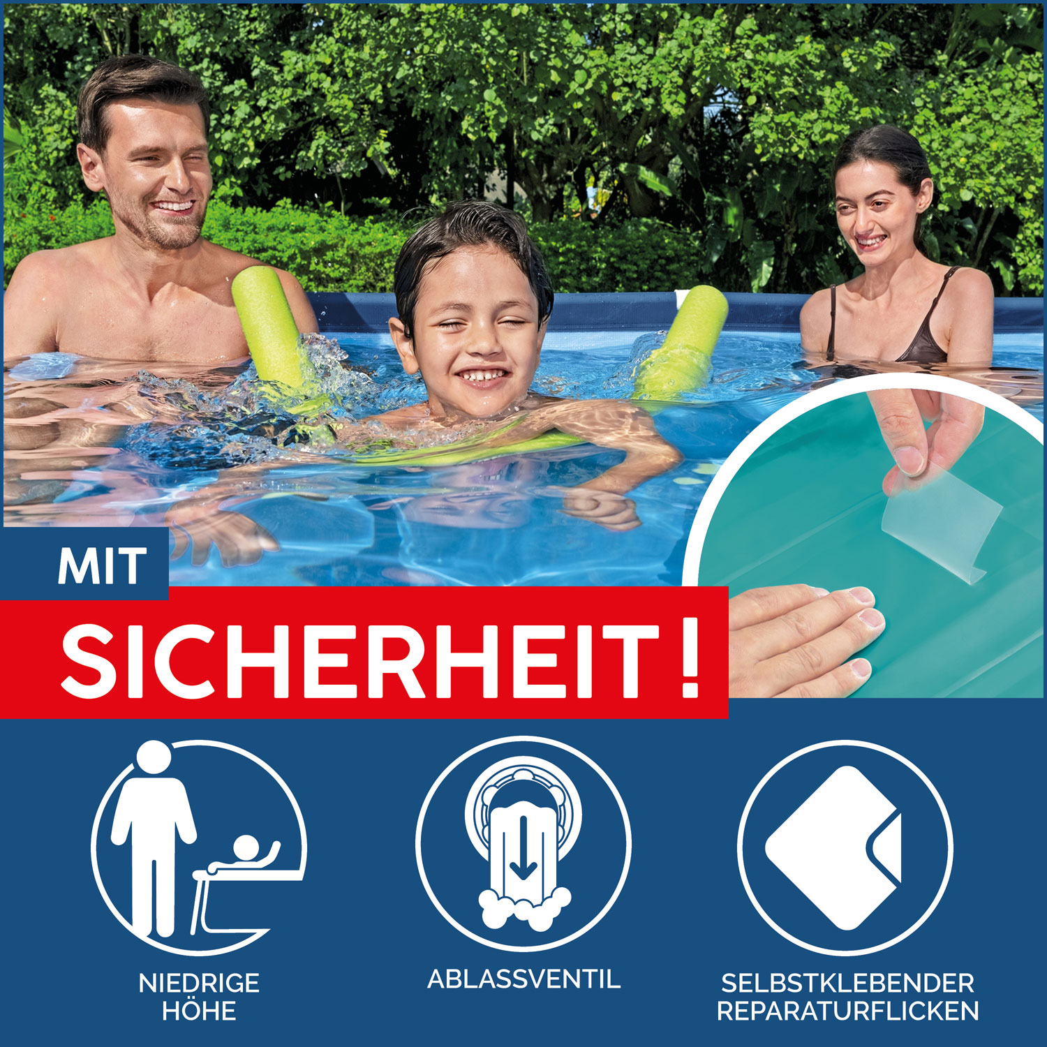 Bestway Frame Pool 221 x 150 x 43 cm Steel Pro | Kinderpool ohne Zubehör