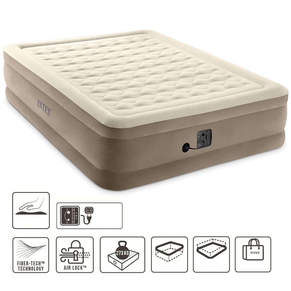 Intex Luftbett 203 x 152 x 46 cm | mit integrierter Elektropumpe