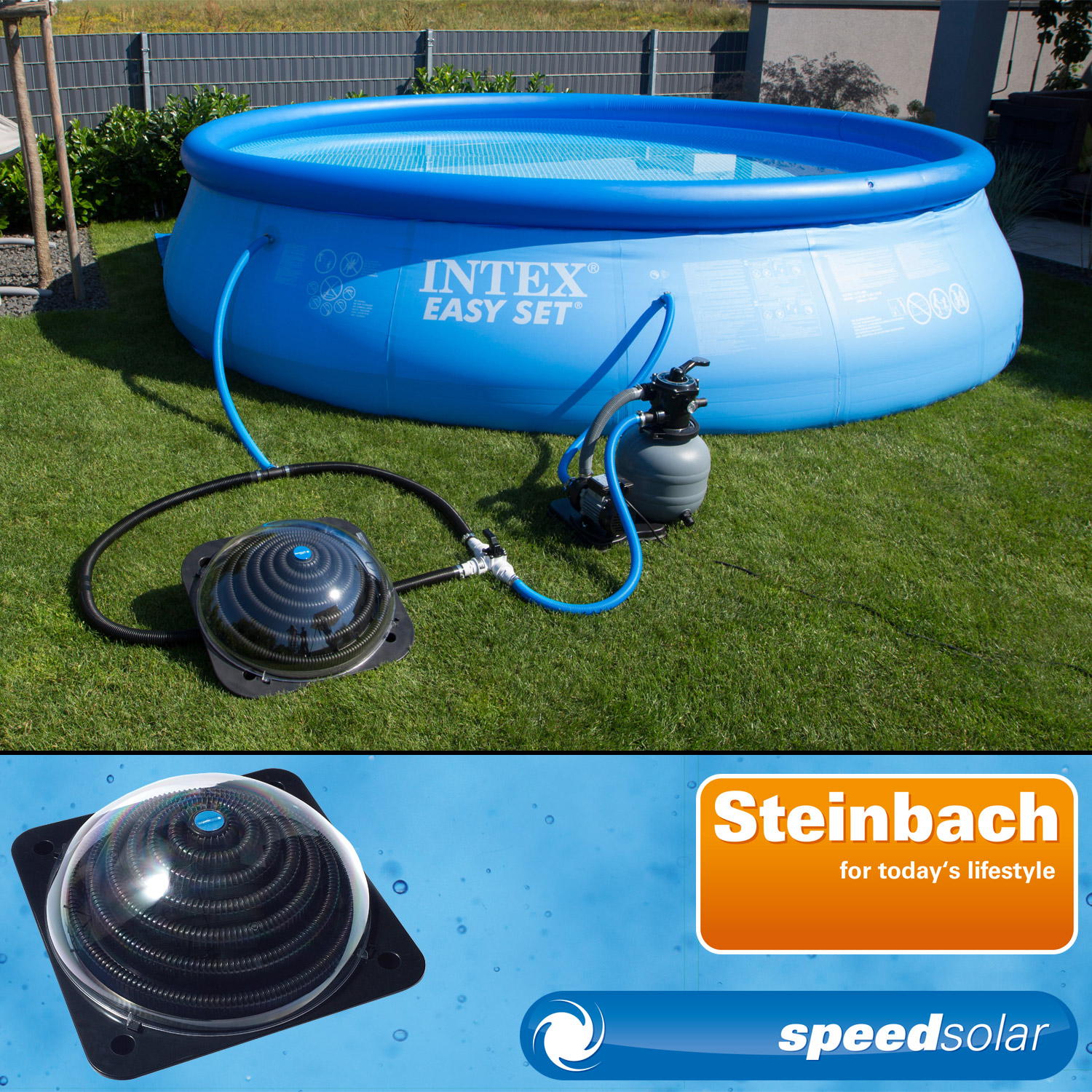 Steinbach Solarkollektor Loop | 58 x 58 x 20 cm | schwarz