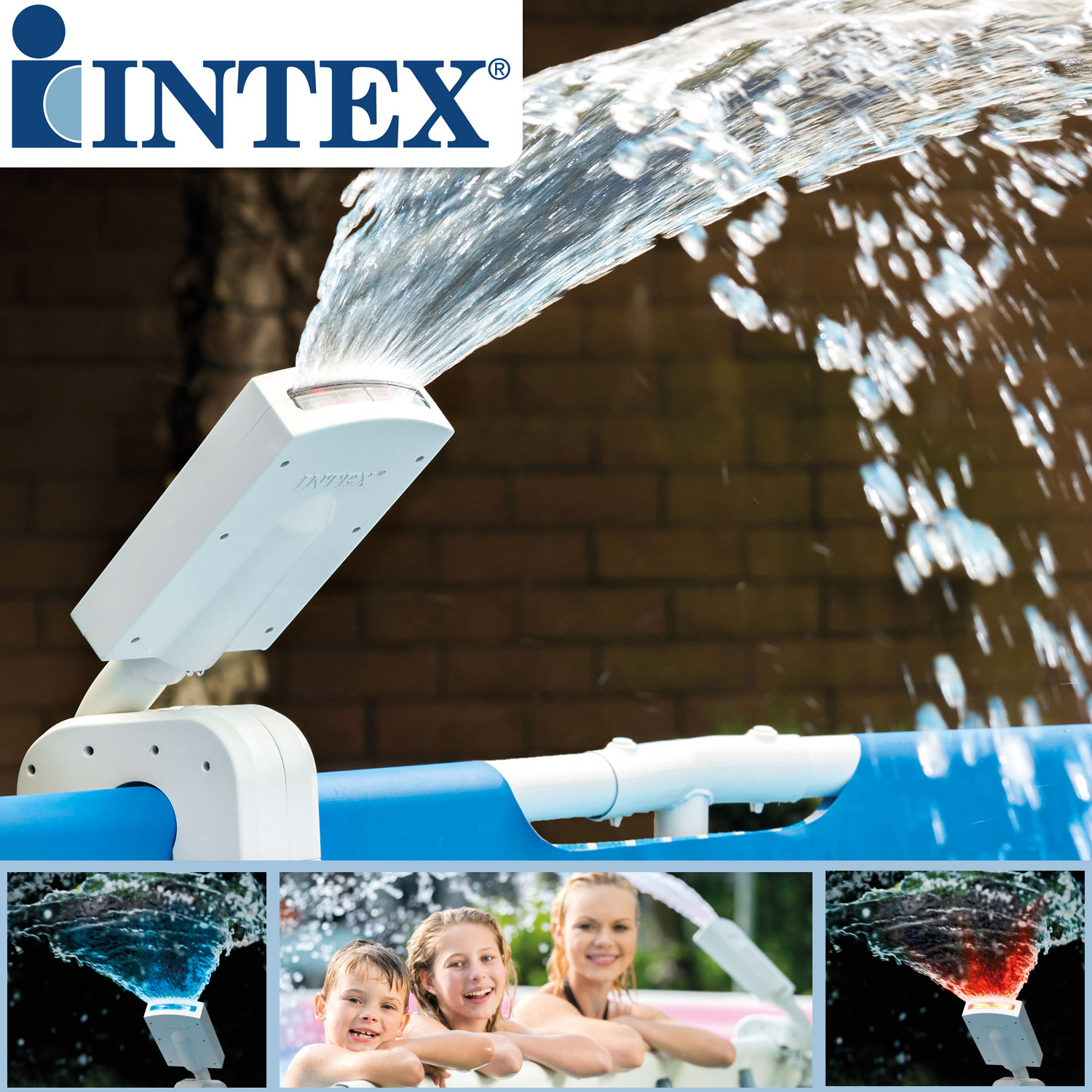 Intex Wasserfontäne | LED Multi-Color 4-farbig | für Pumpen mit 3.785 - 11.355 l/h Leistung