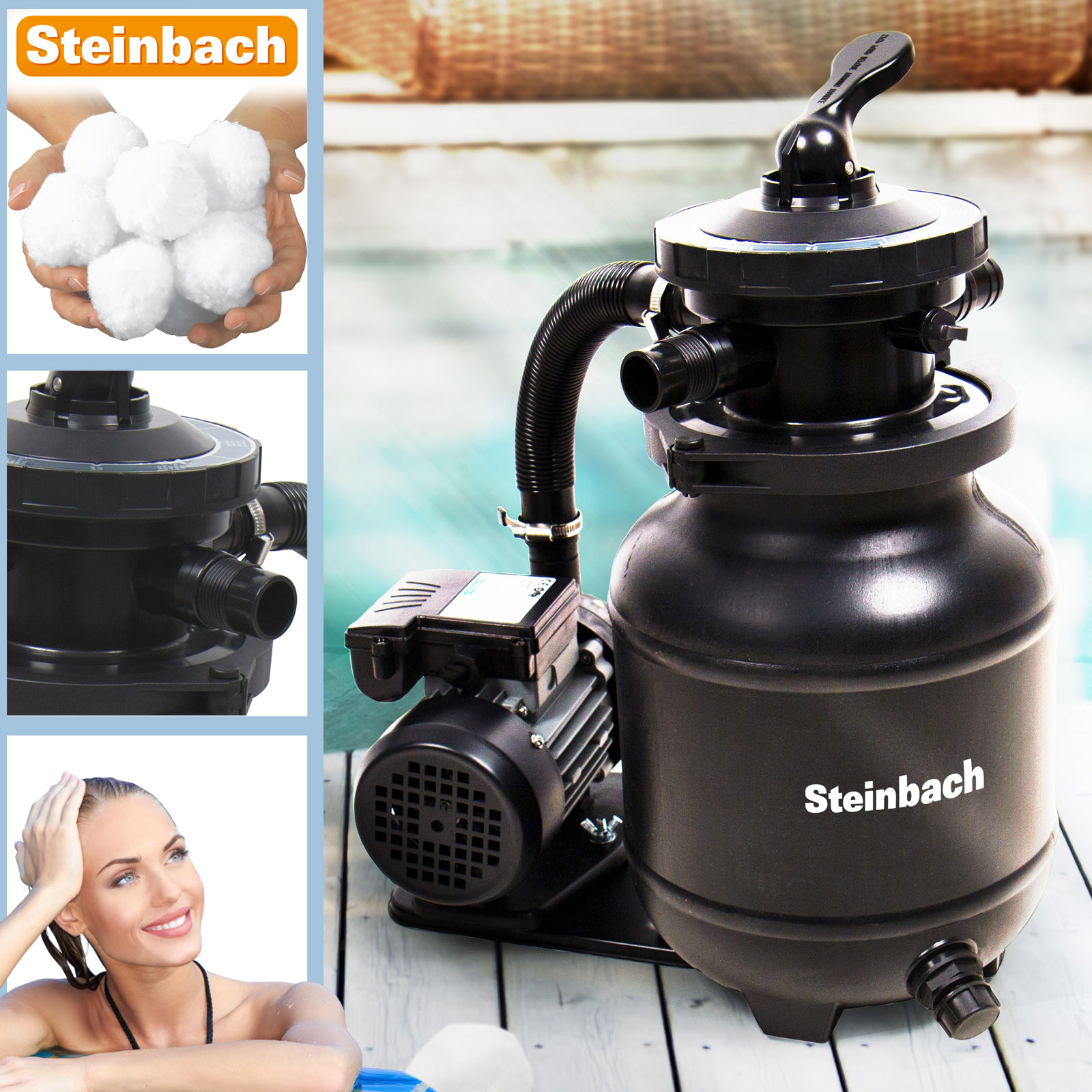 Steinbach Filteranlage Active Balls | 4,5 m³ Leistung | inkl. 320 g Filterbälle