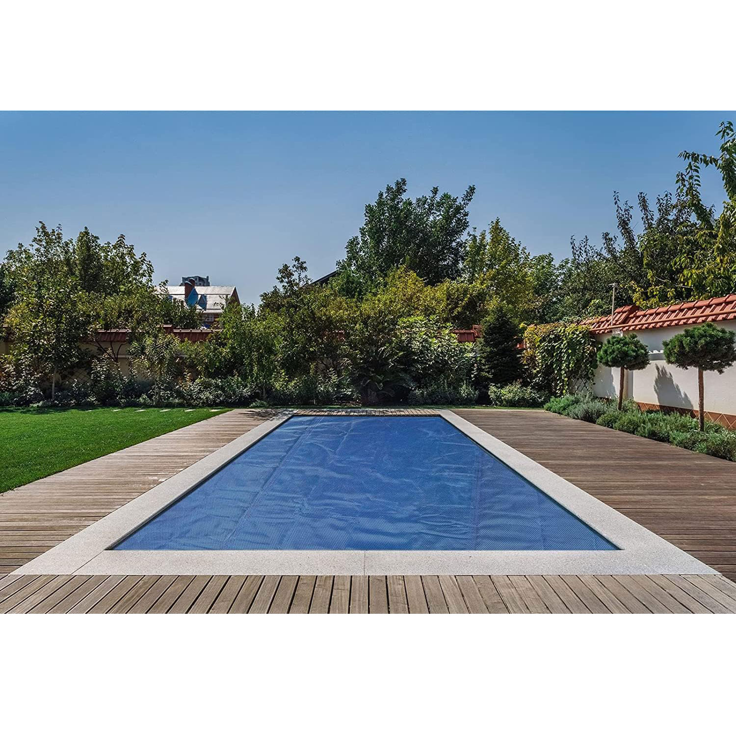 Poolpanda Pool Solarfolie 549 x 274 cm Premium rechteckig | schwarz/blau | 400 my | 12 mm Luftblasen