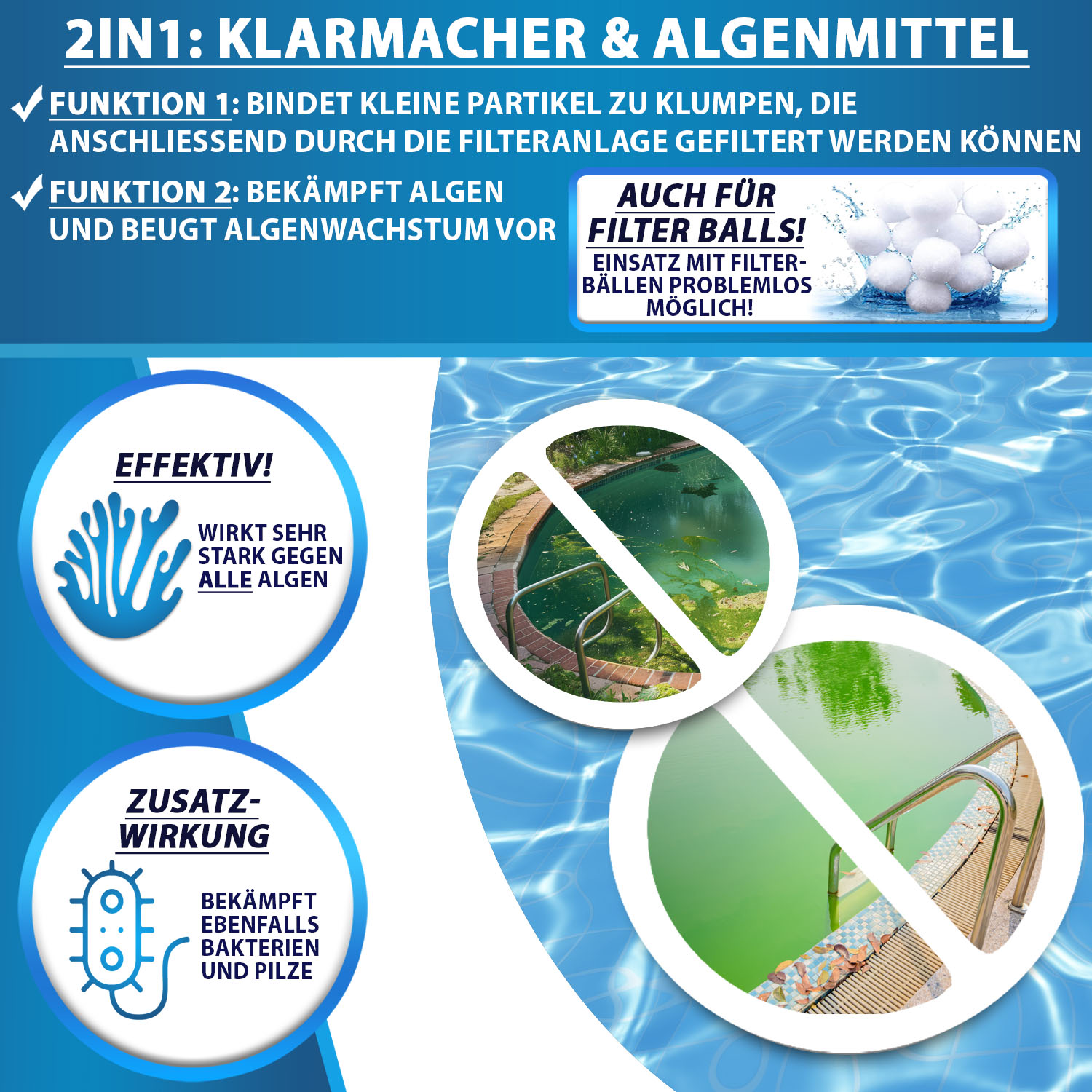 Miganeo Ultraklar 2 in 1 schaumfrei | Algezid + Klarmacher | 5 Liter