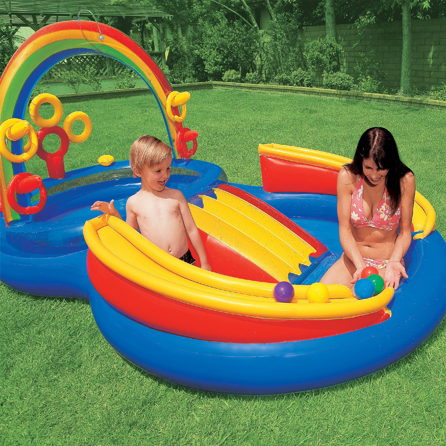 Intex Play Center Rainbow Ring 297 x 193 x 135 cm mit Rutsche