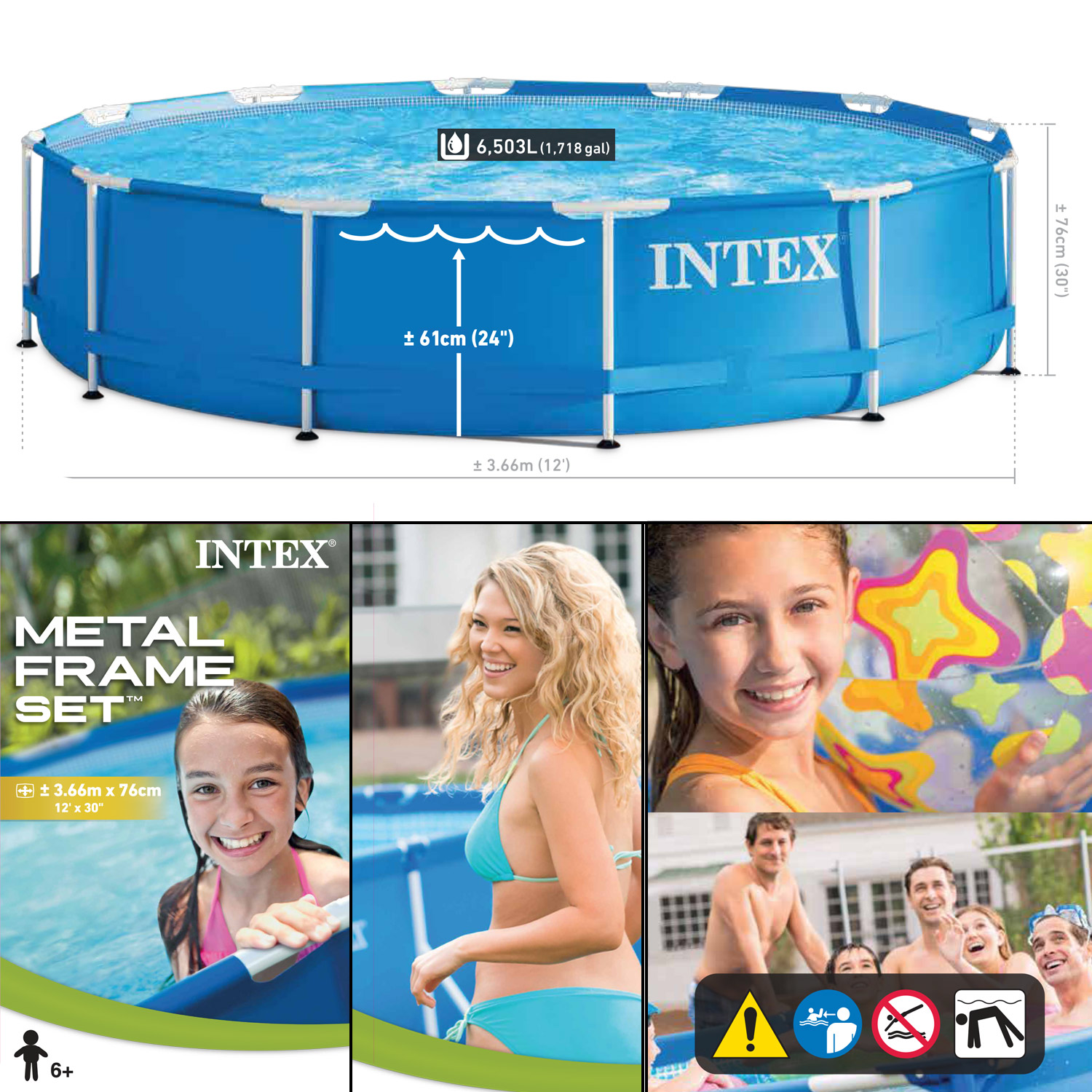 Intex Frame Pool 366 x 76 cm | Kinderpool ohne Zubehör