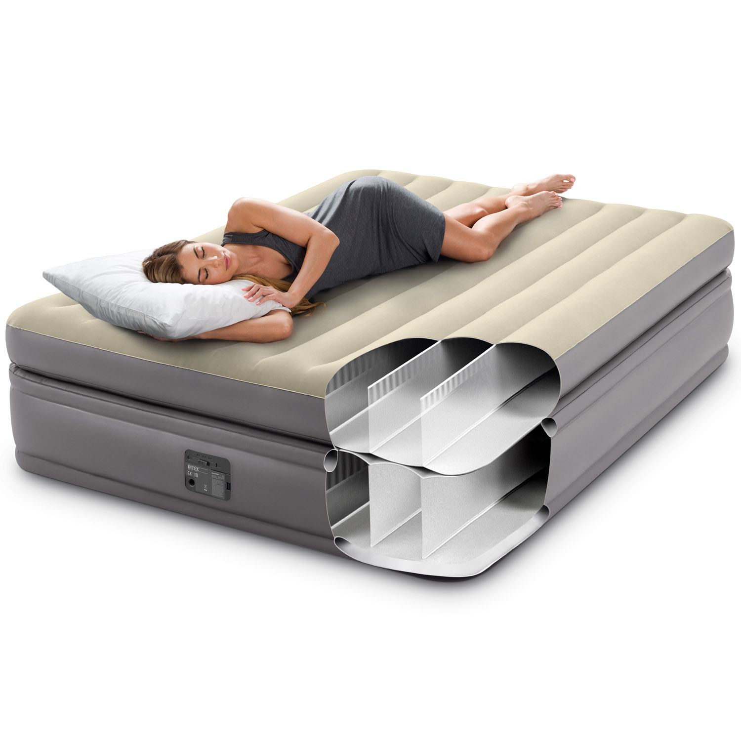 Intex Luftbett 203 x 152 x 51 cm | mit integrierter Elektropumpe