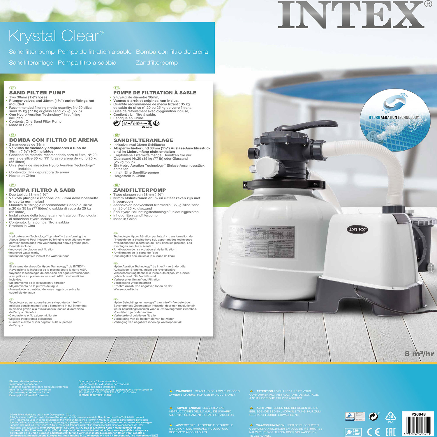 Intex Sandfilteranlage Krystal Clear | 10,5 m³/h Leistung