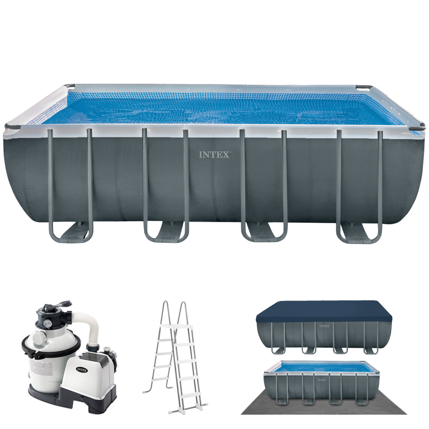 Intex Frame Pool 549 x 274 x 132 cm Komplettset | Rechteckpool mit Zubehör