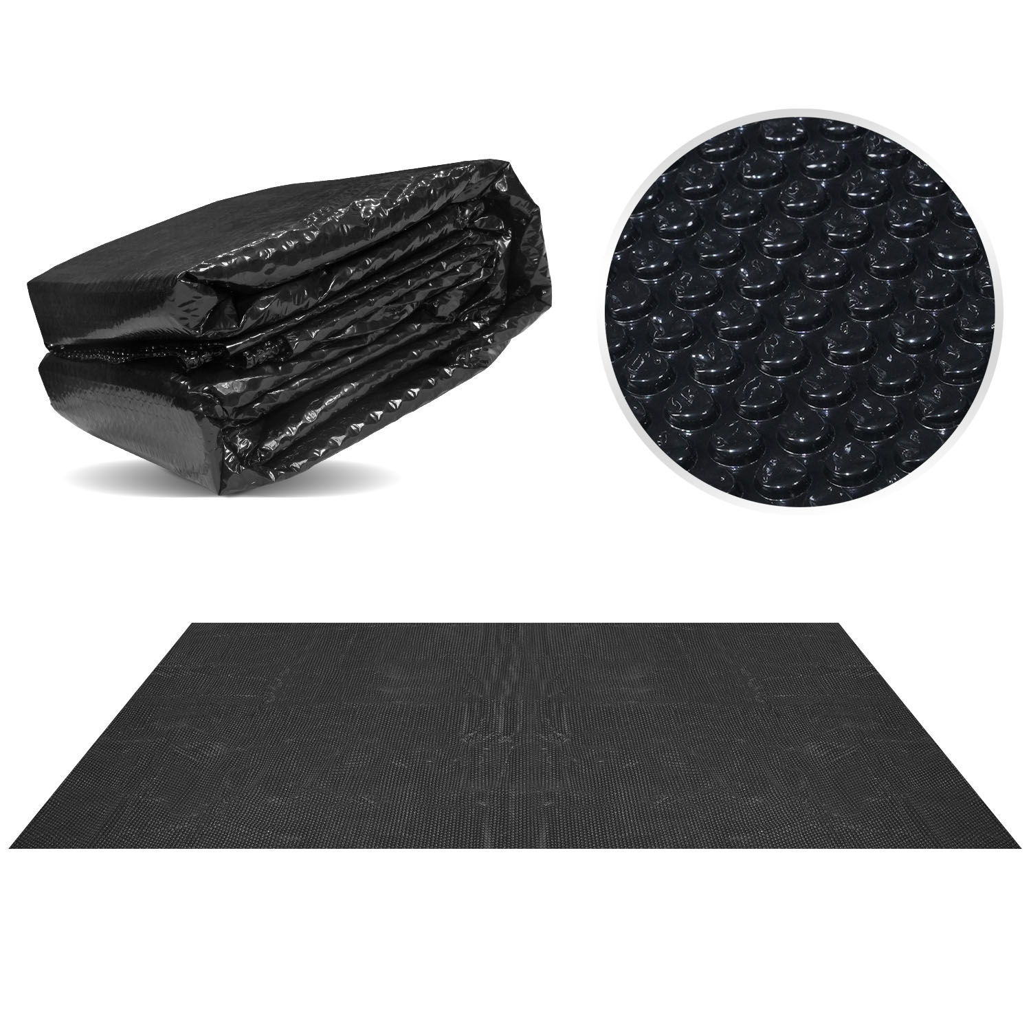 Miganeo Pool Solarfolie 800 x 500 cm Deluxe rechteckig | schwarz | 180 my | 12 mm Luftblasen