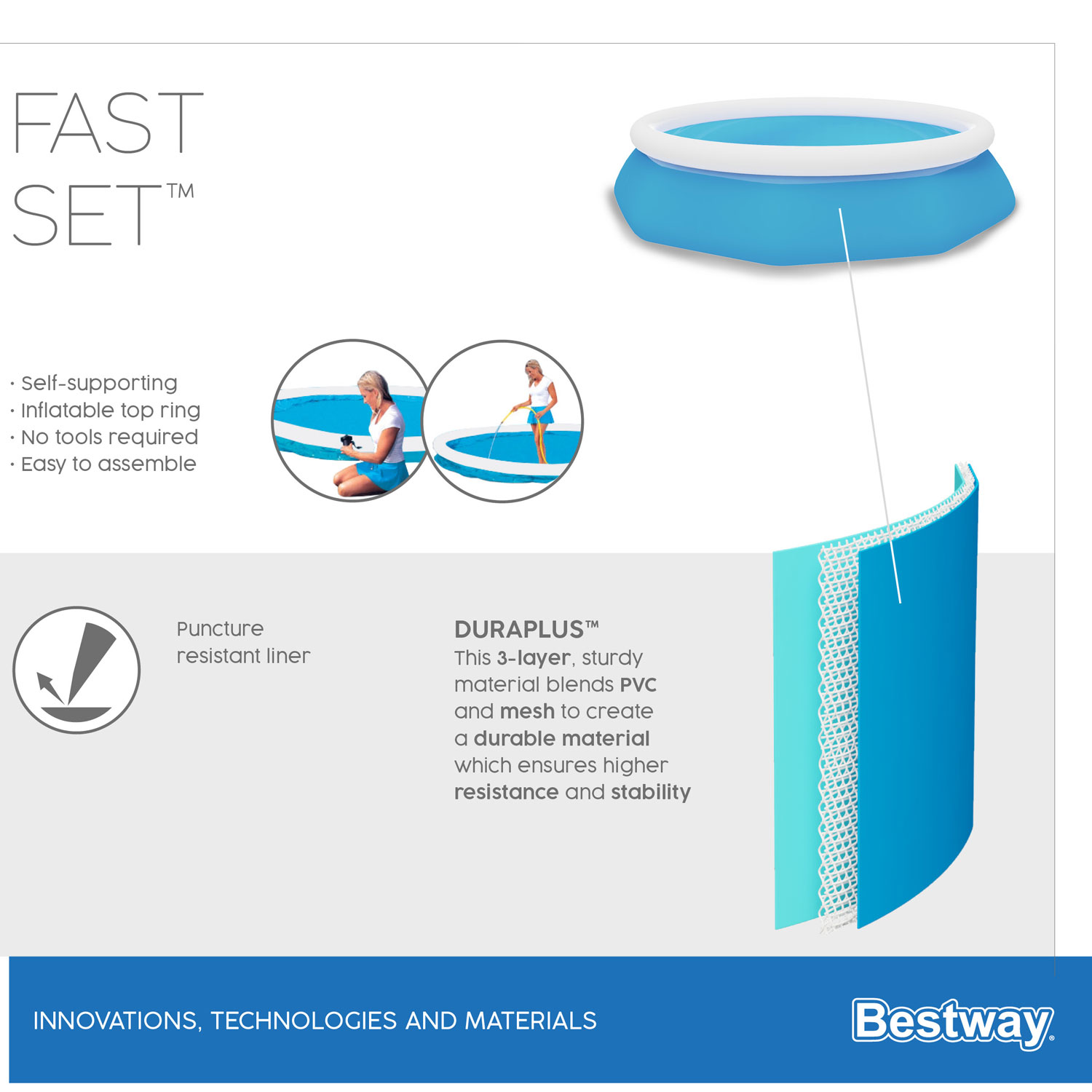Bestway Fast Set Pool 305 x 76 cm | Kinderpool ohne Zubehör