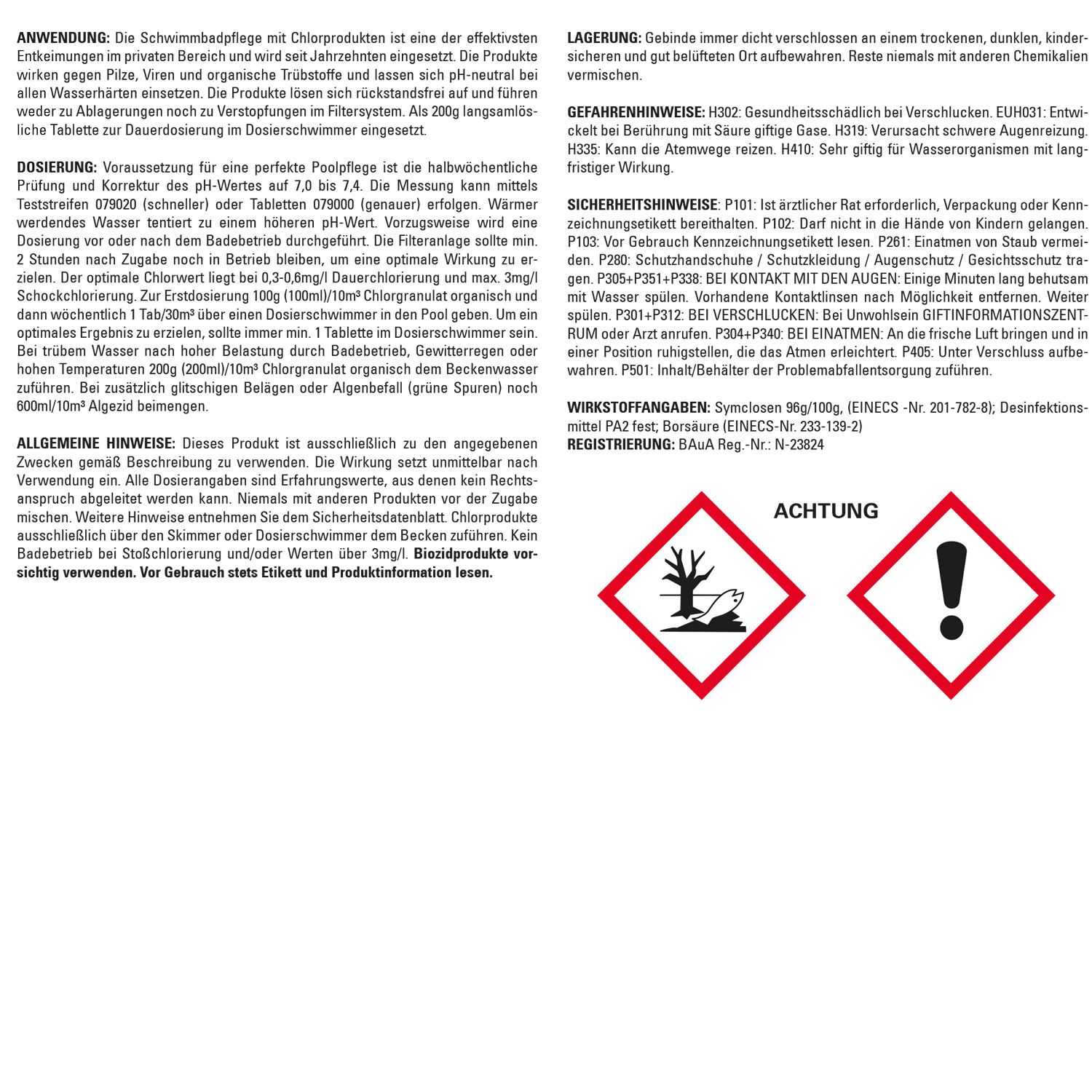 Steinbach Pool Chlortabs | langsamlösliche 200 g Tabletten | 1 kg