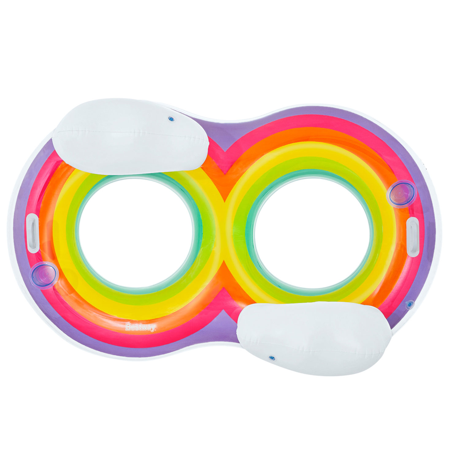 Bestway Schwimmring 186 x 116 cm Rainbow Dreams | für 2 Personen mit Kopfstütze