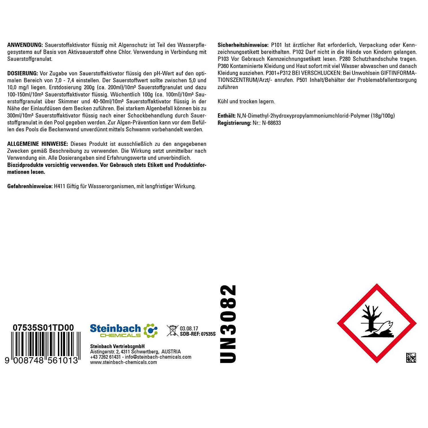 Steinbach Sauerstoffaktivator | flüssig | 1 Liter