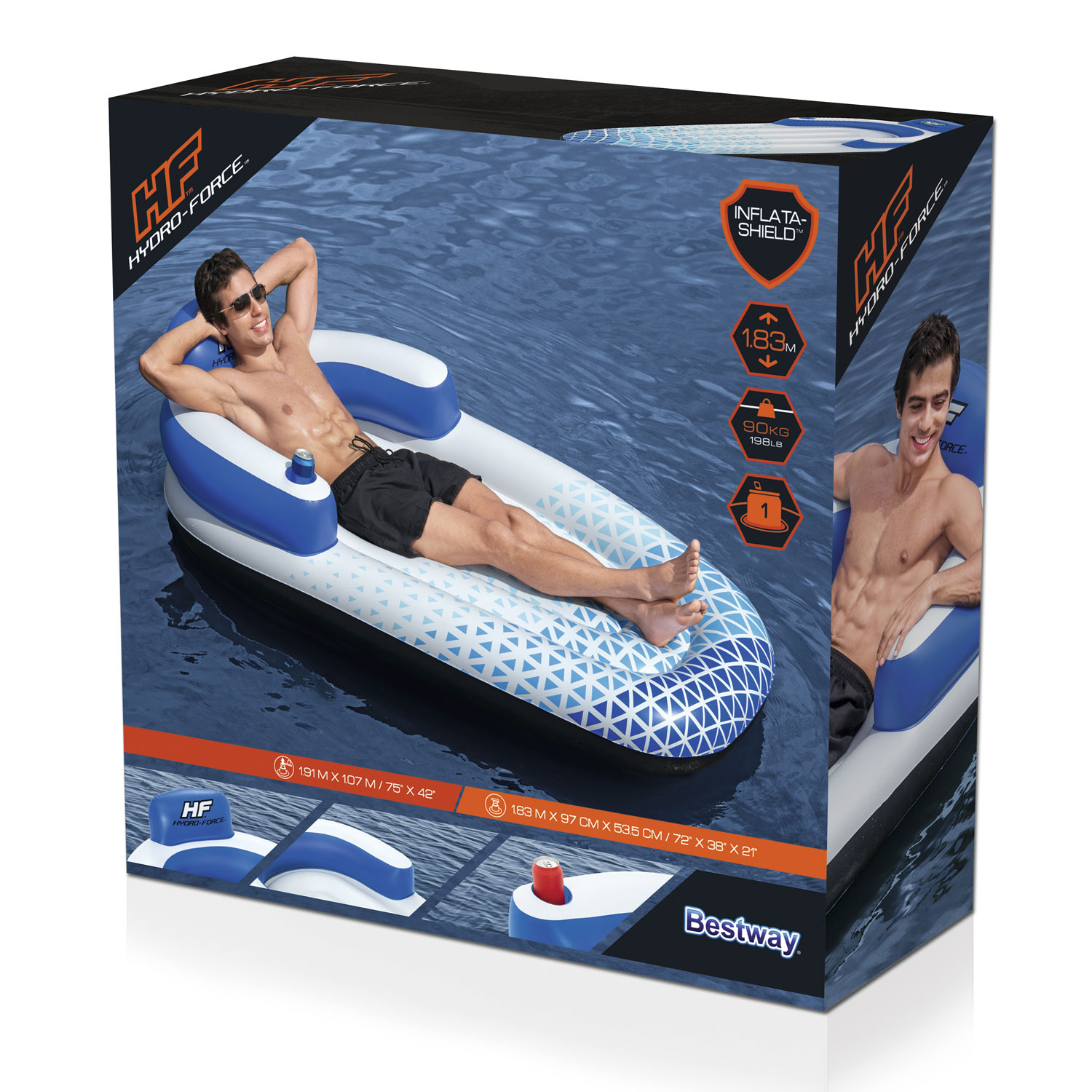 Bestway Luftmatratze 183 x 97 x 53,5 cm Indigo Wave Lounge