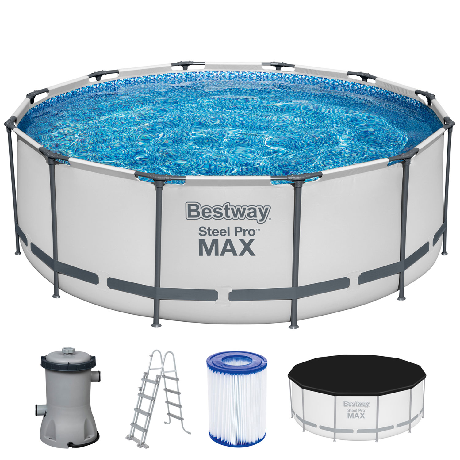 Bestway Frame Pool 366 x 122 cm Komplettset | Rundpool mit Zubehör