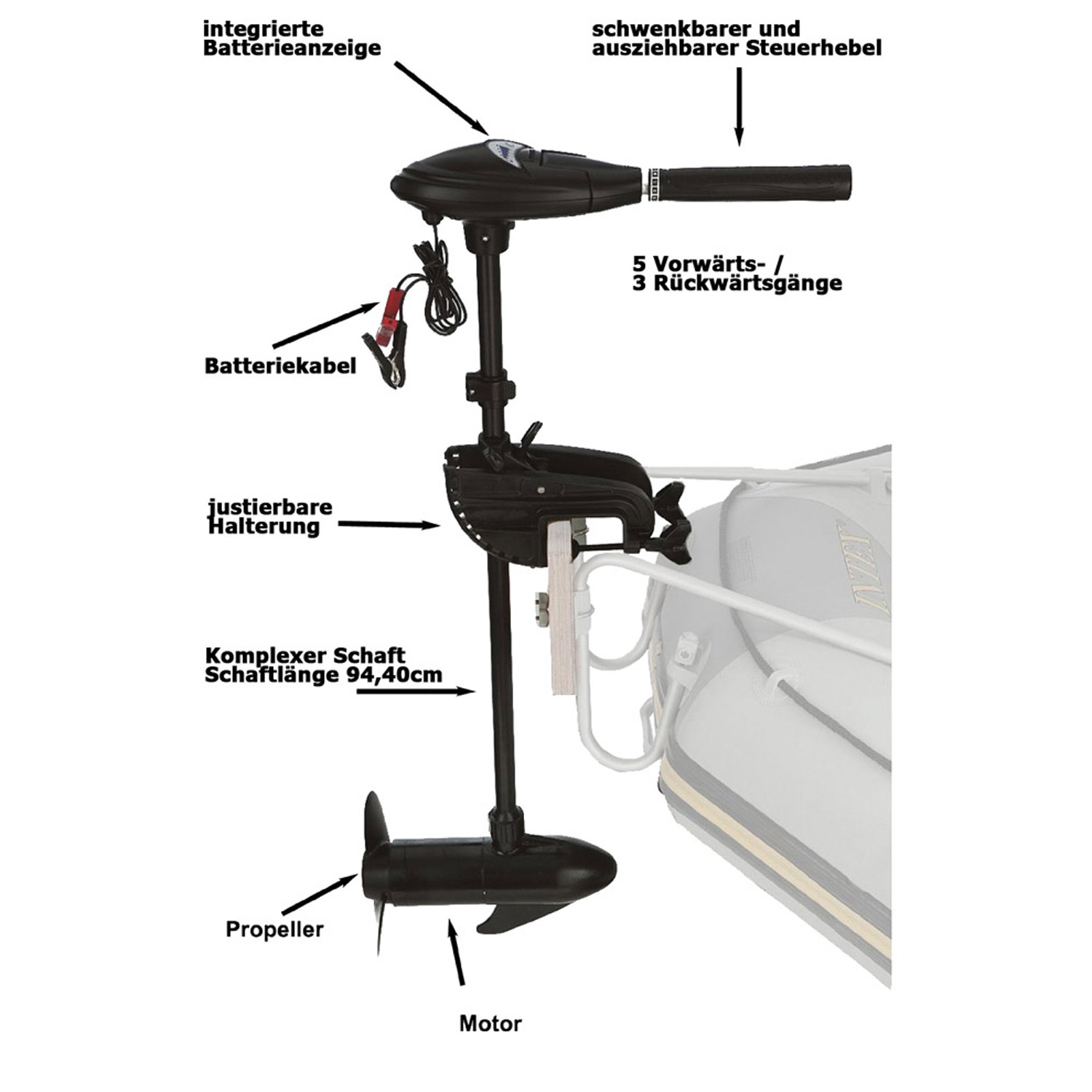 Intex Elektromotor 420 W | 12 V | Bootsmotor für Schlauchboote