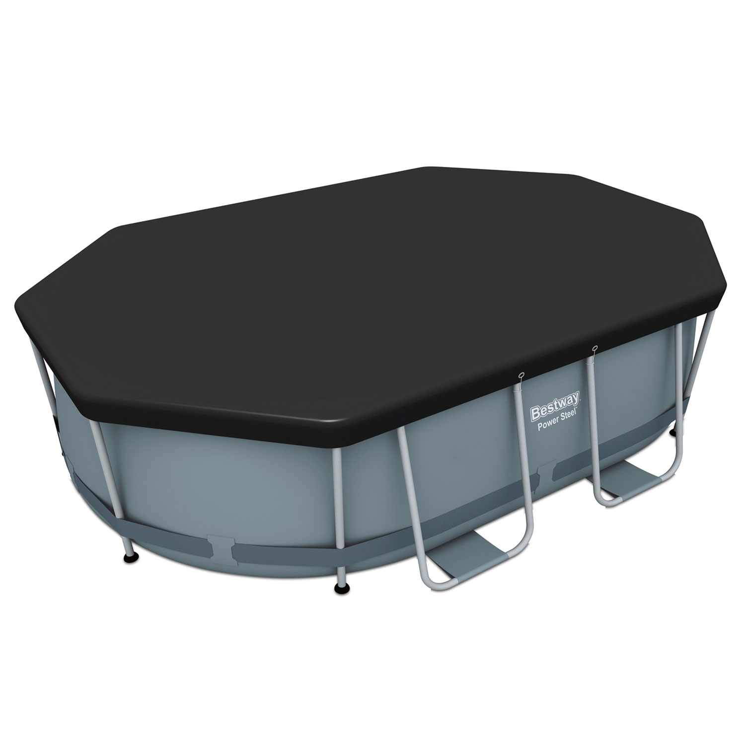 Bestway Abdeckplane 305 x 200 cm oval | schwarz | PVC Frame Pool Abdeckung