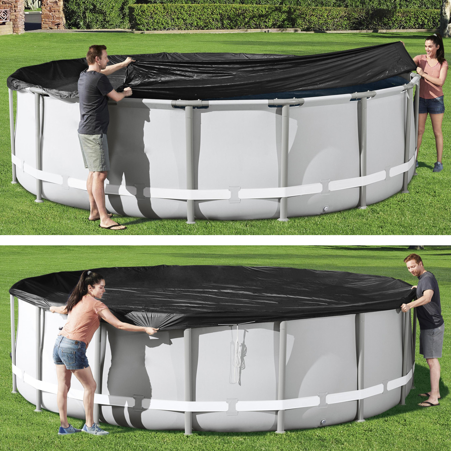Bestway Poolabdeckung Flowclear Ø 488 cm rund | schwarz