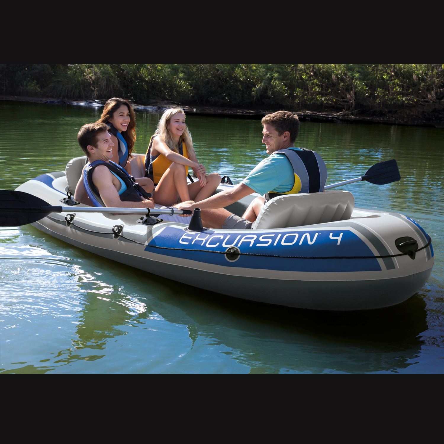 Intex Schlauchboot Excursion 4 Set | 315 x 165 x 43 cm | bis 500 kg